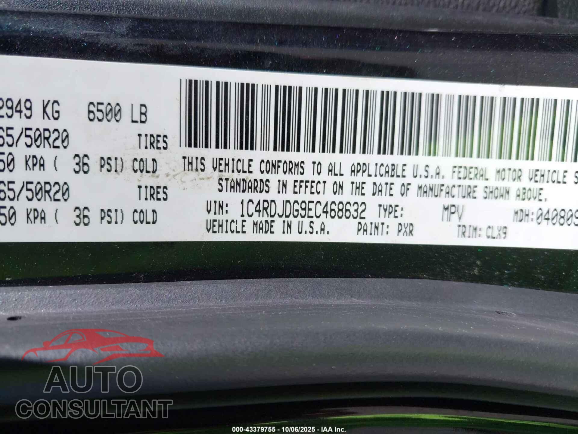 DODGE DURANGO 2014 - 1C4RDJDG9EC468632