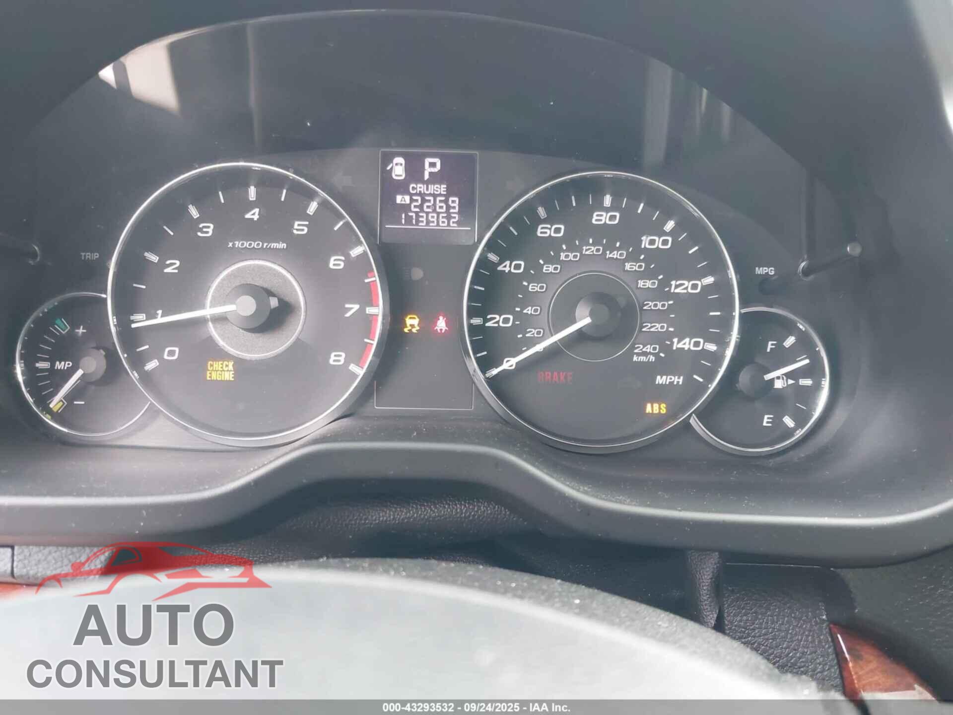 SUBARU OUTBACK 2012 - 4S4BRBLC9C3248732
