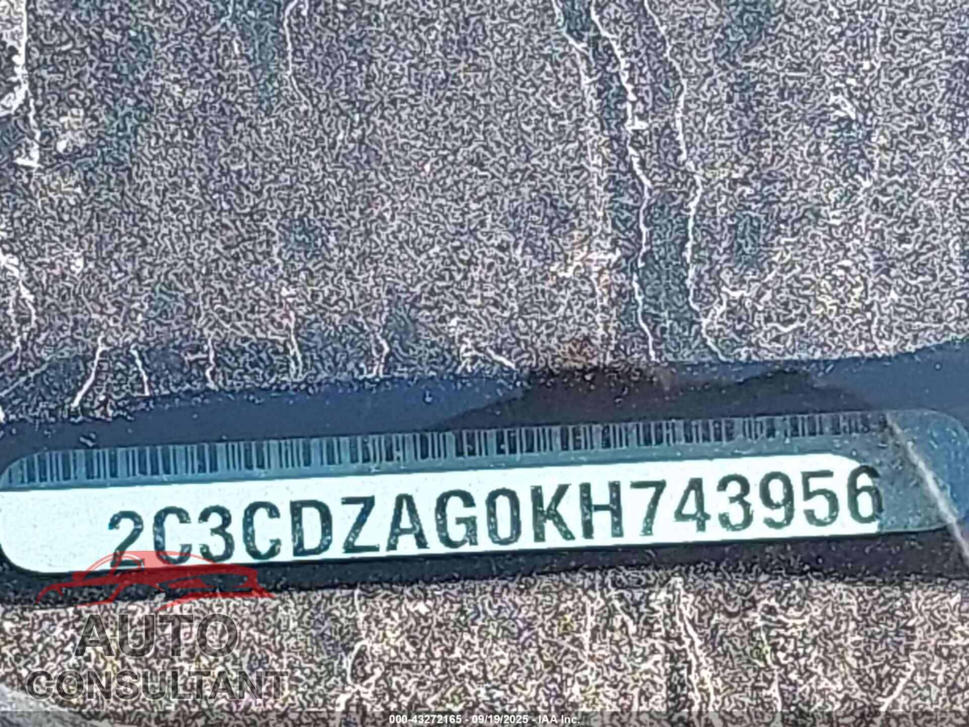 DODGE CHALLENGER 2019 - 2C3CDZAG0KH743956