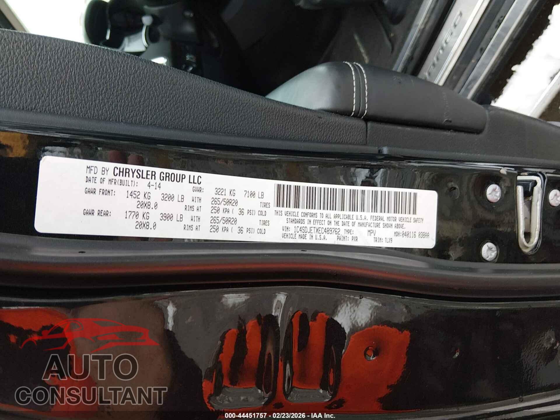DODGE DURANGO 2014 - 1C4SDJETXEC489762