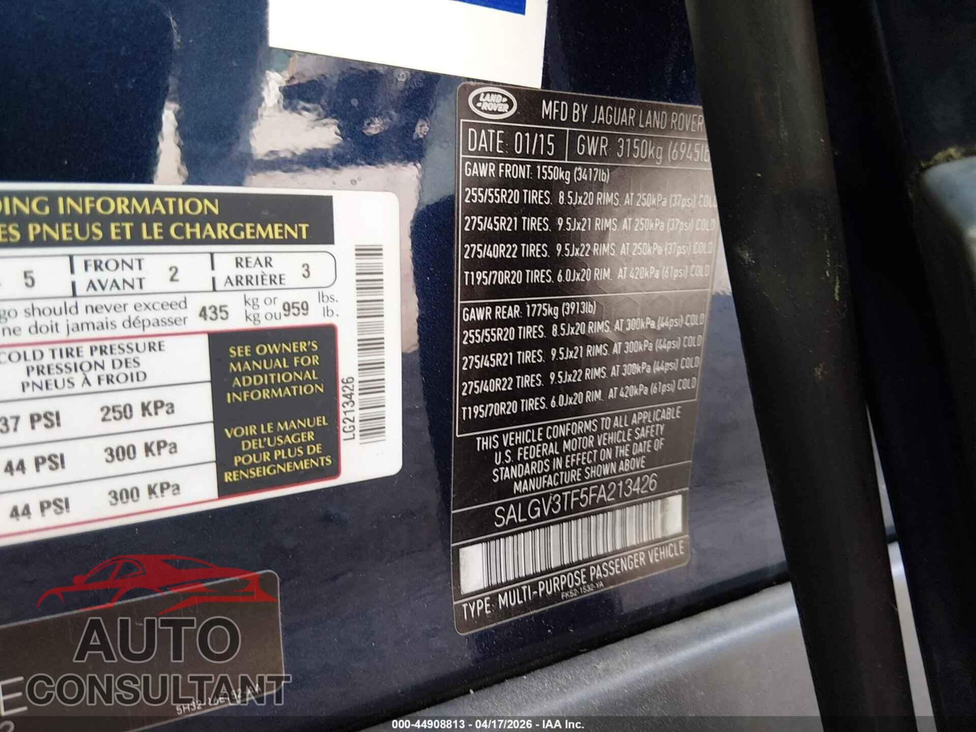 LAND ROVER RANGE ROVER 2015 - SALGV3TF5FA213426