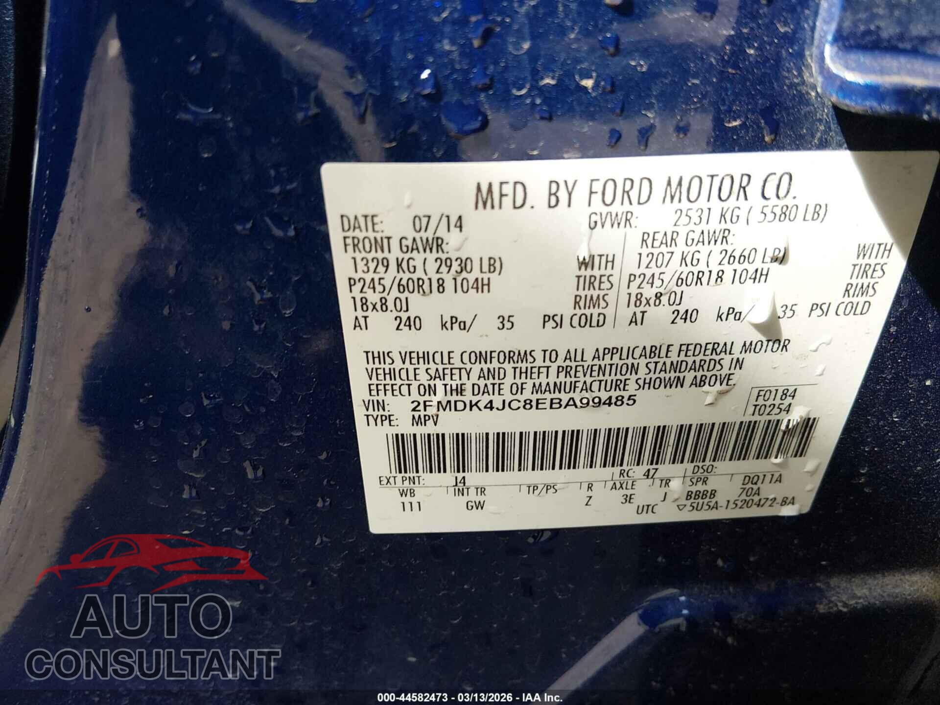 FORD EDGE 2014 - 2FMDK4JC8EBA99485