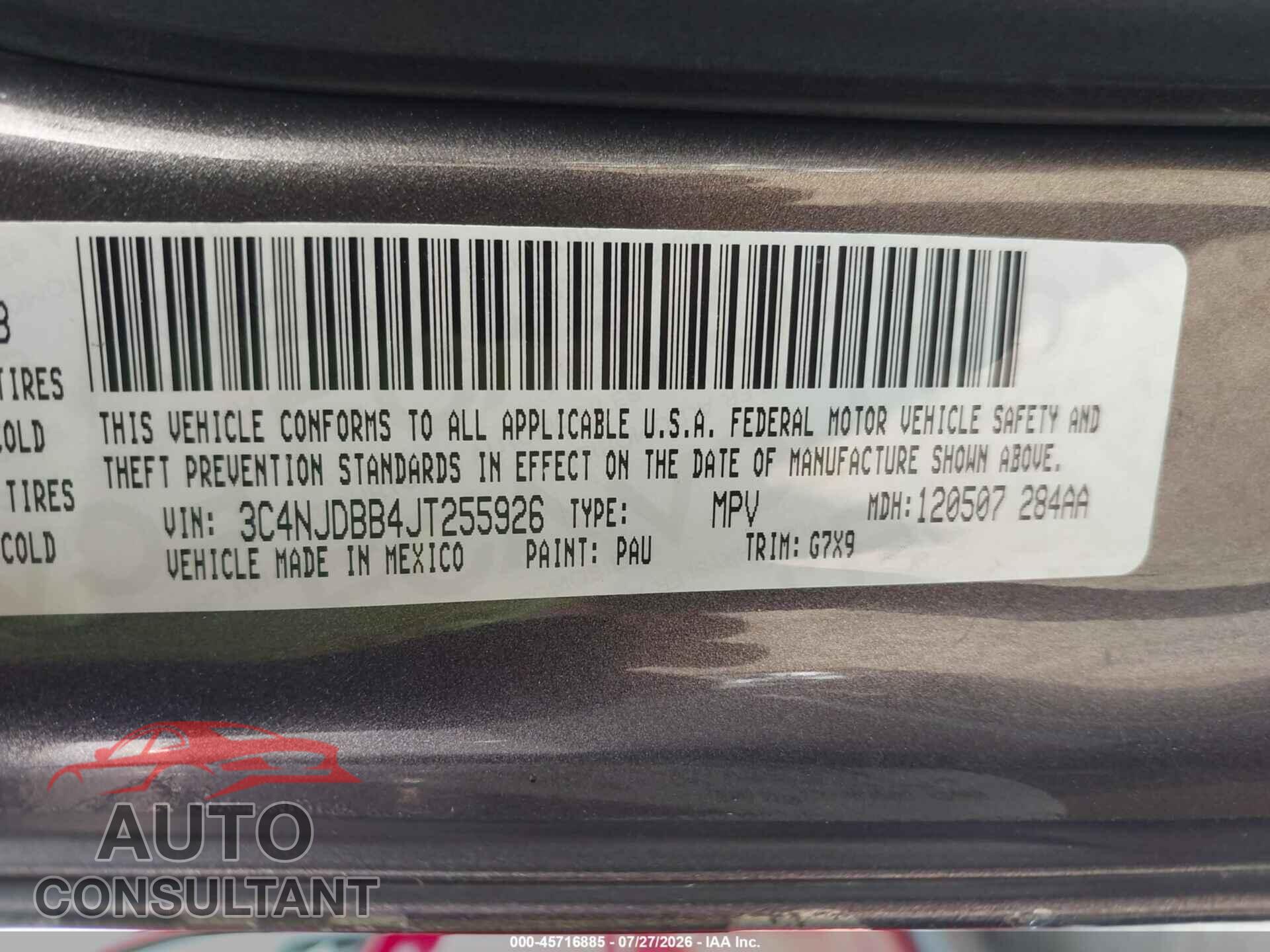 JEEP COMPASS 2018 - 3C4NJDBB4JT255926