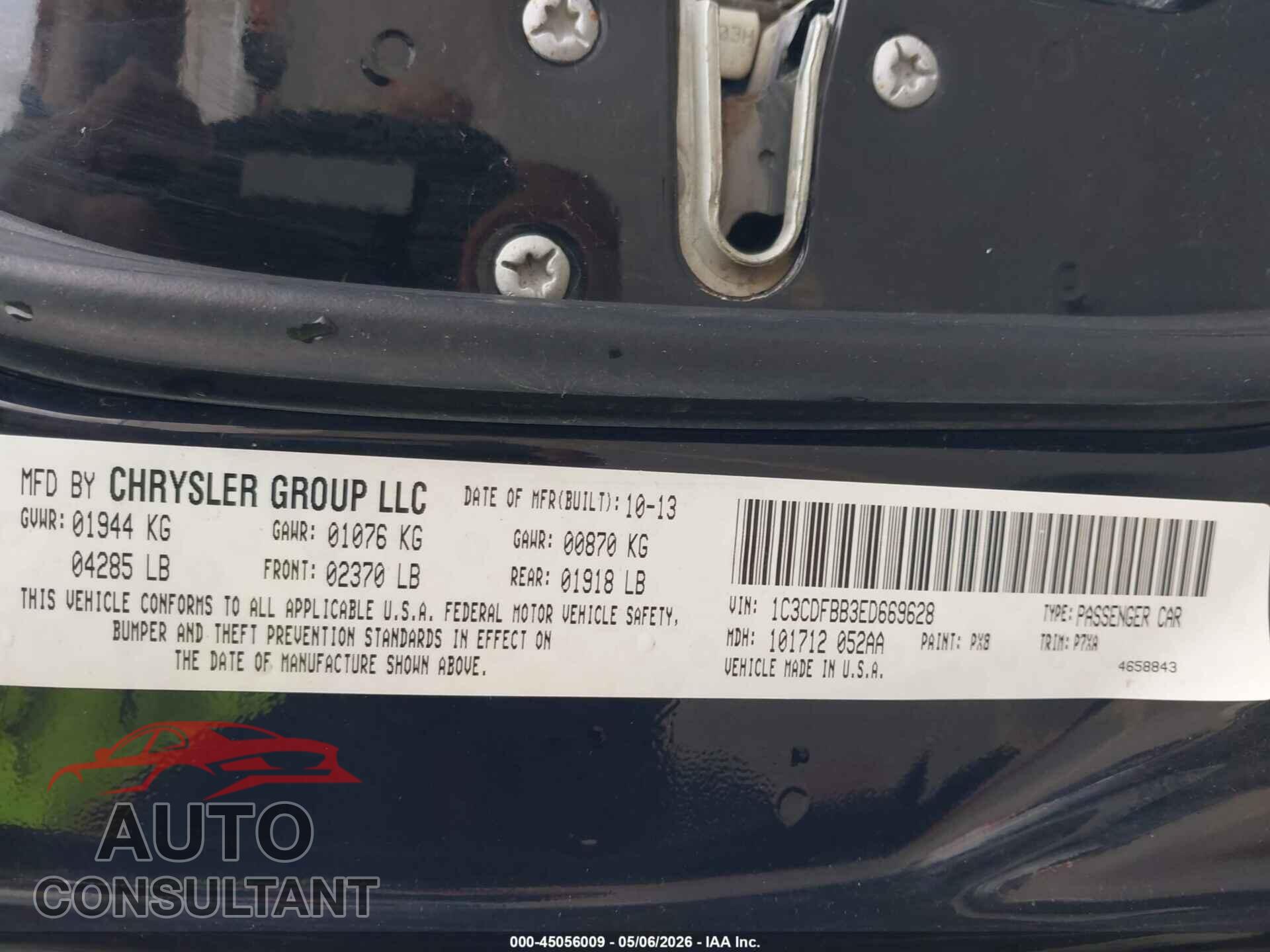 DODGE DART 2014 - 1C3CDFBB3ED669628