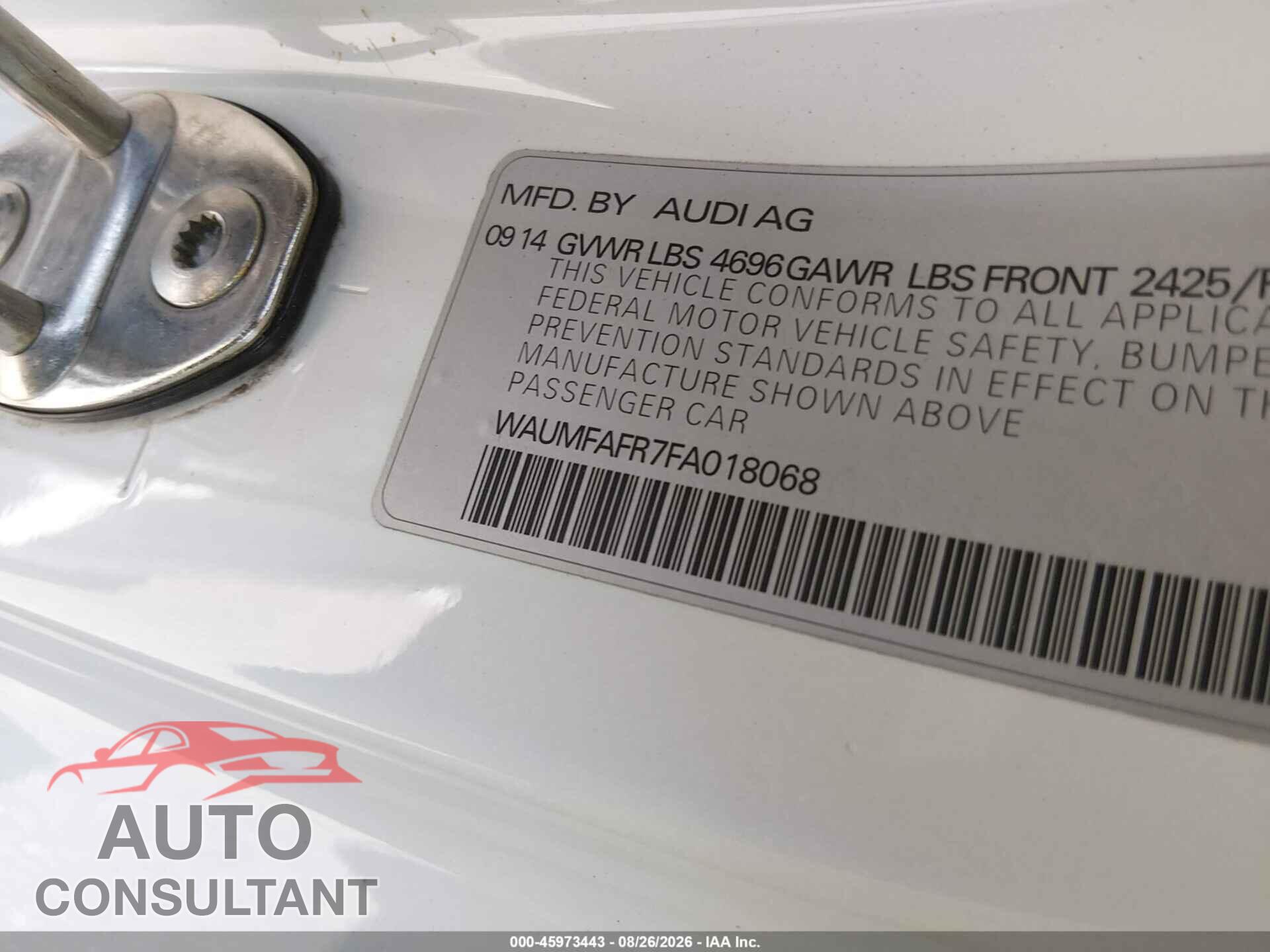 AUDI A5 2015 - WAUMFAFR7FA018068