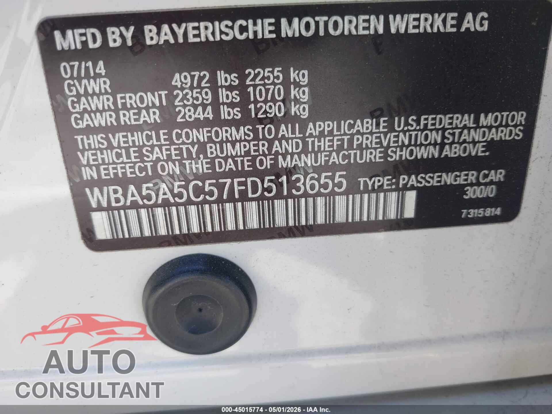BMW 528I 2015 - WBA5A5C57FD513655