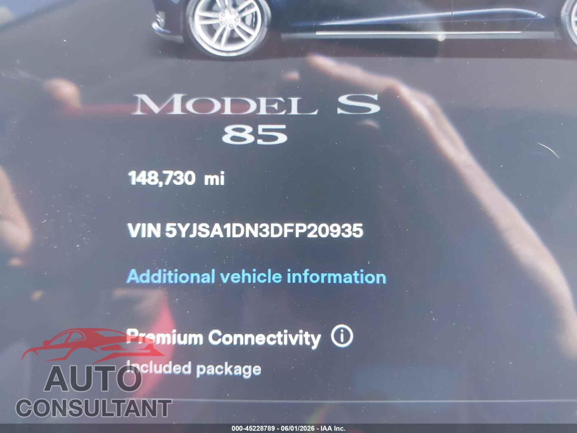 TESLA MODEL S 2013 - 5YJSA1DN3DFP20935