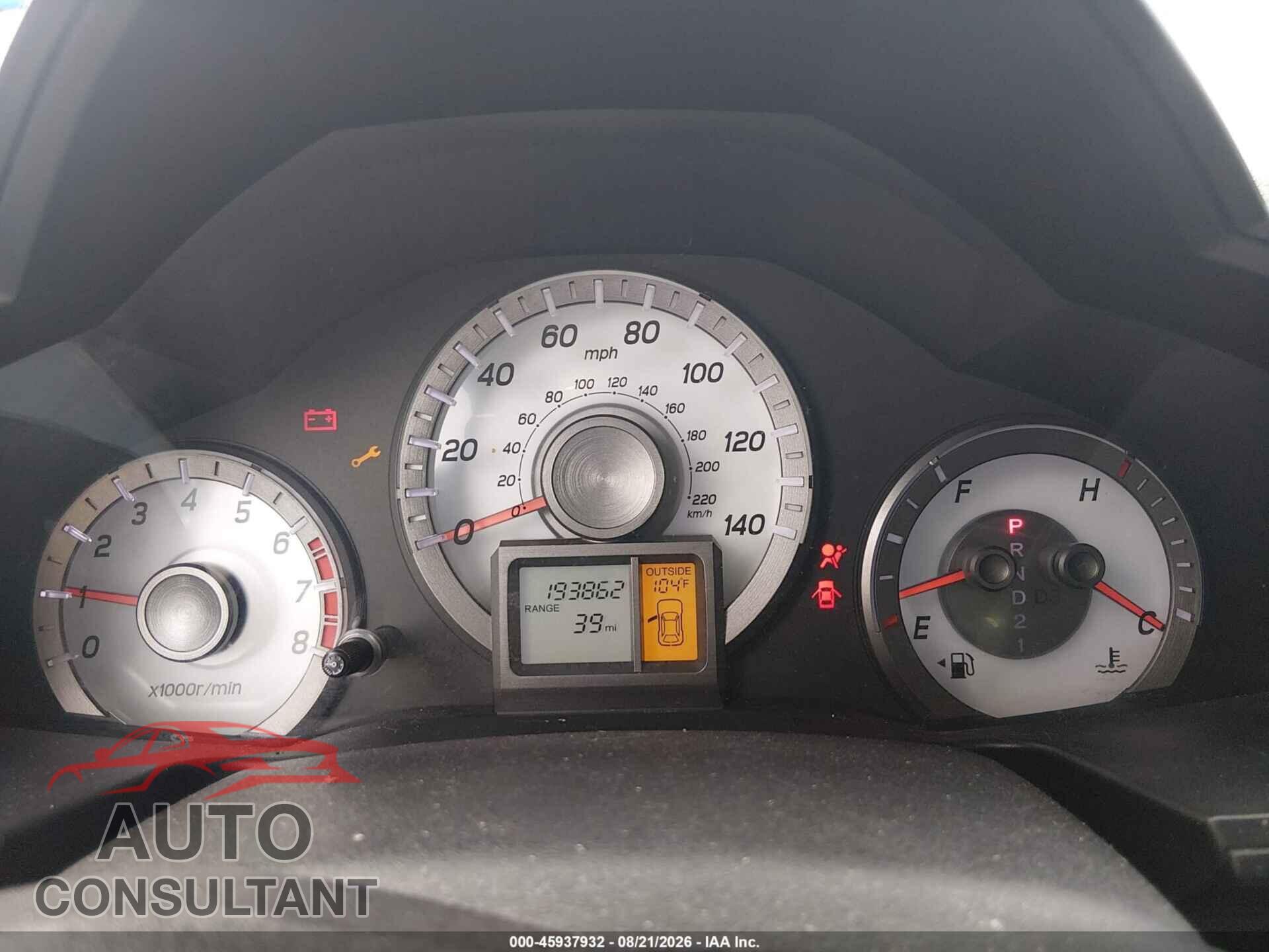 HONDA PILOT 2012 - 5FNYF3H69CB015890