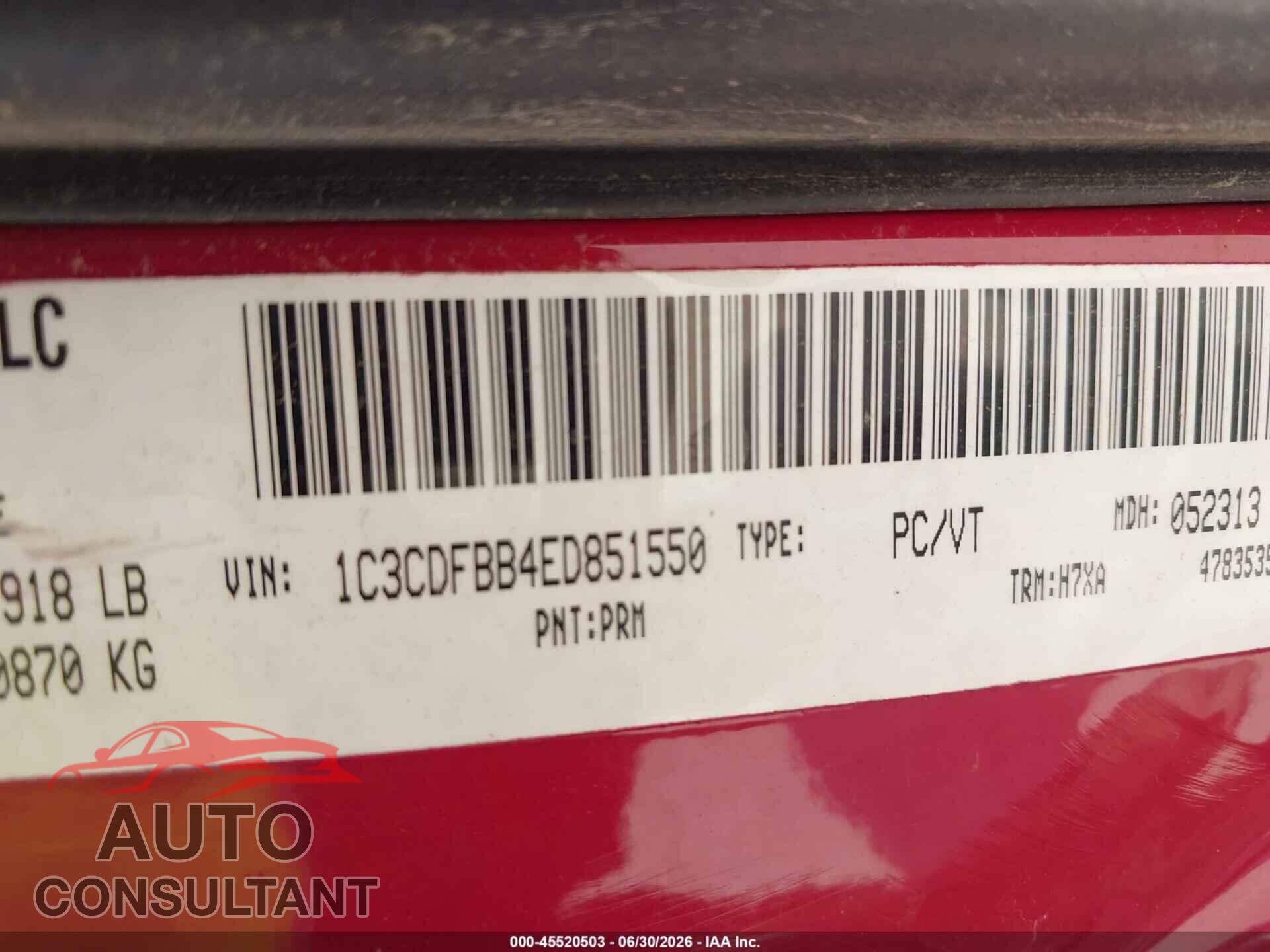 DODGE DART 2014 - 1C3CDFBB4ED851550