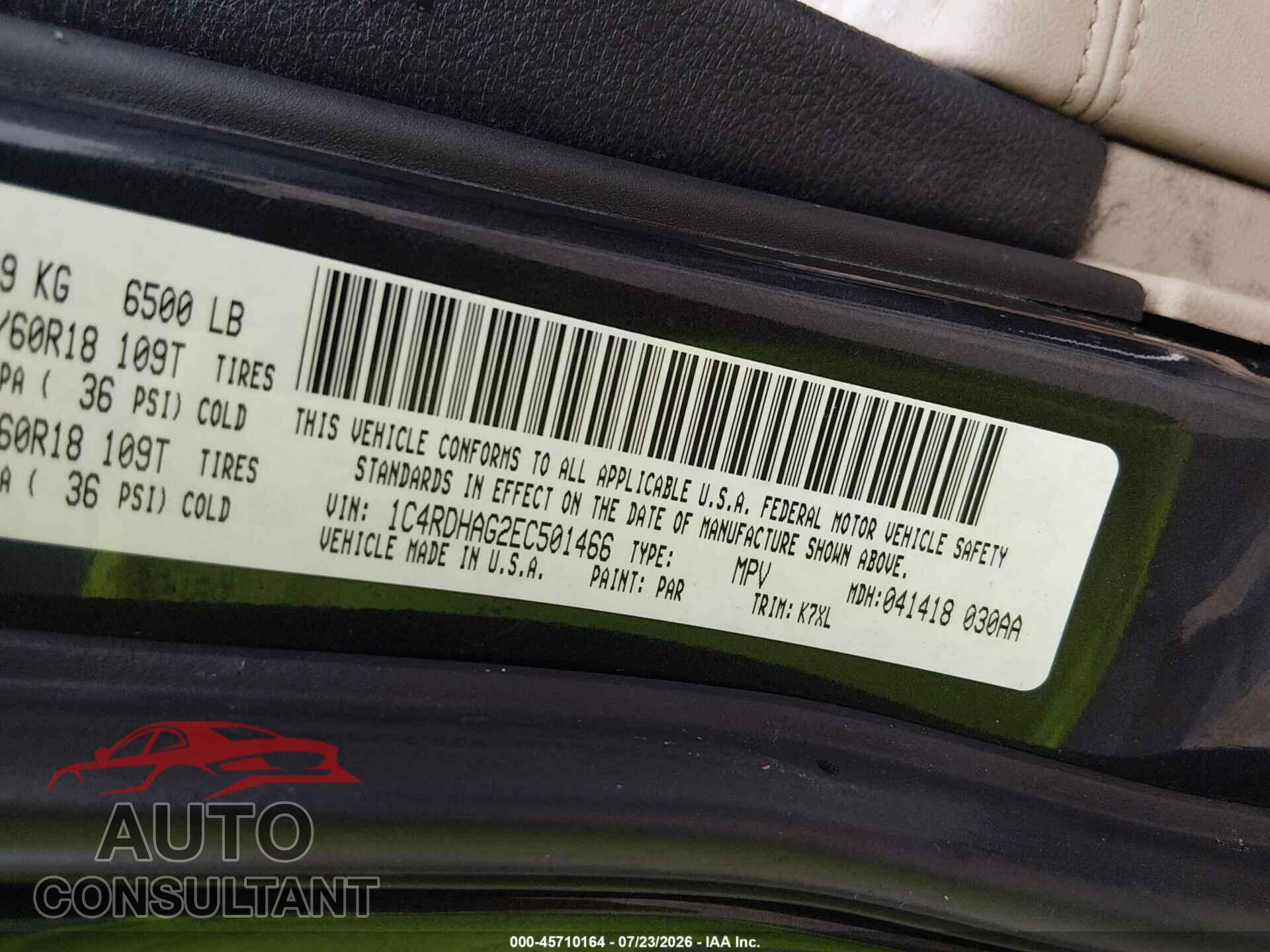 DODGE DURANGO 2014 - 1C4RDHAG2EC501466
