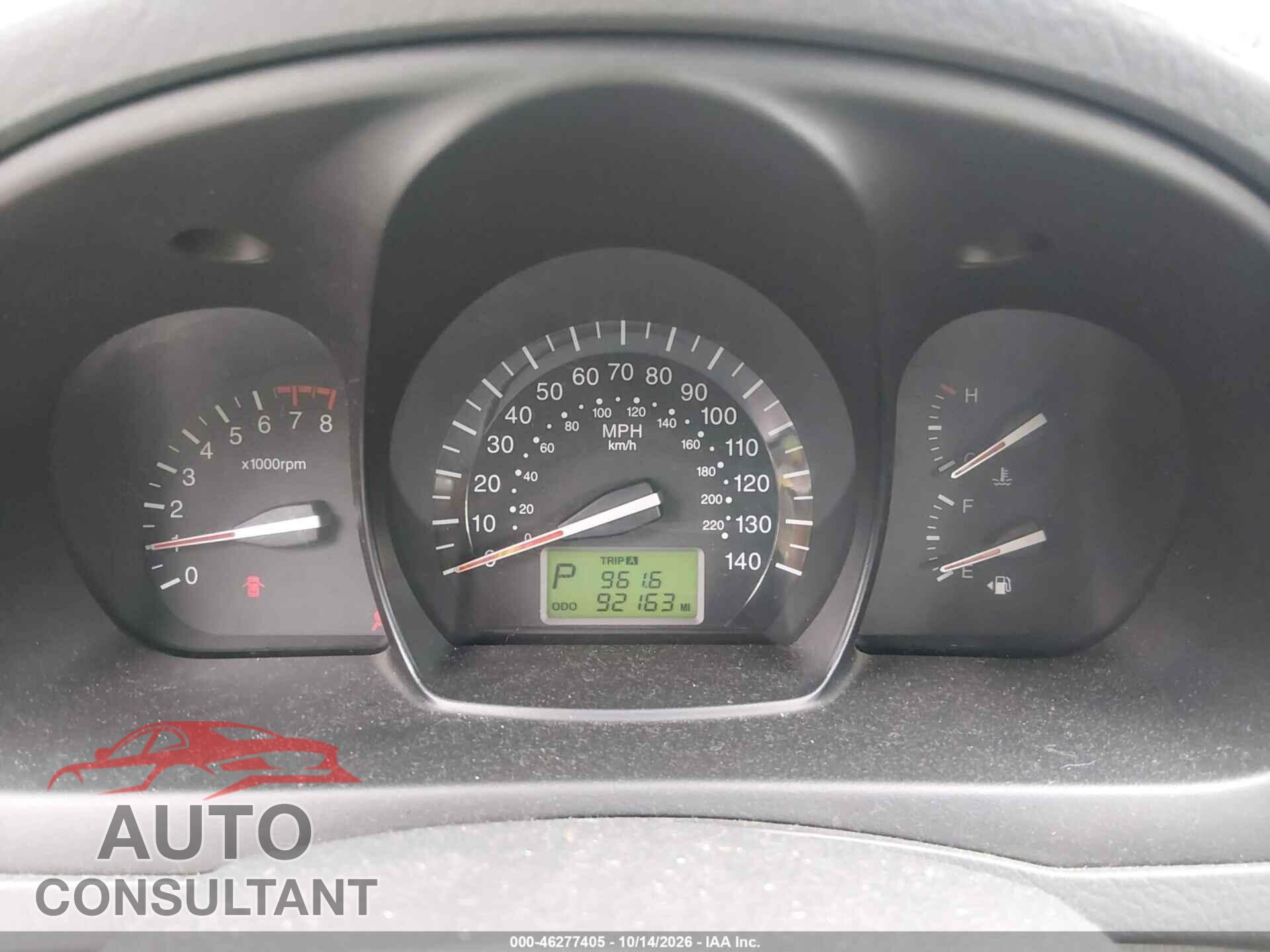 KIA SPECTRA 2009 - KNAFE222995648455