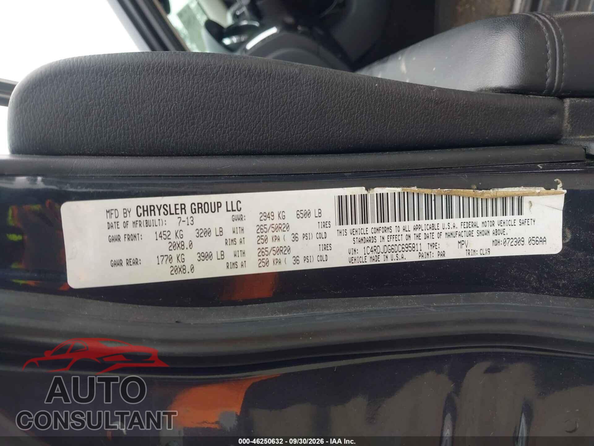 DODGE DURANGO 2013 - 1C4RDJDG6DC695811