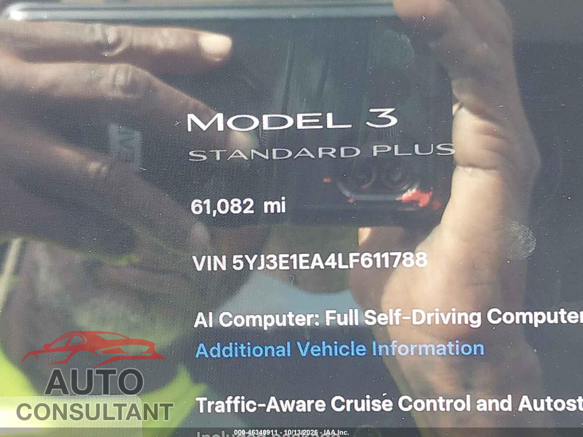 TESLA MODEL 3 2020 - 5YJ3E1EA4LF611788