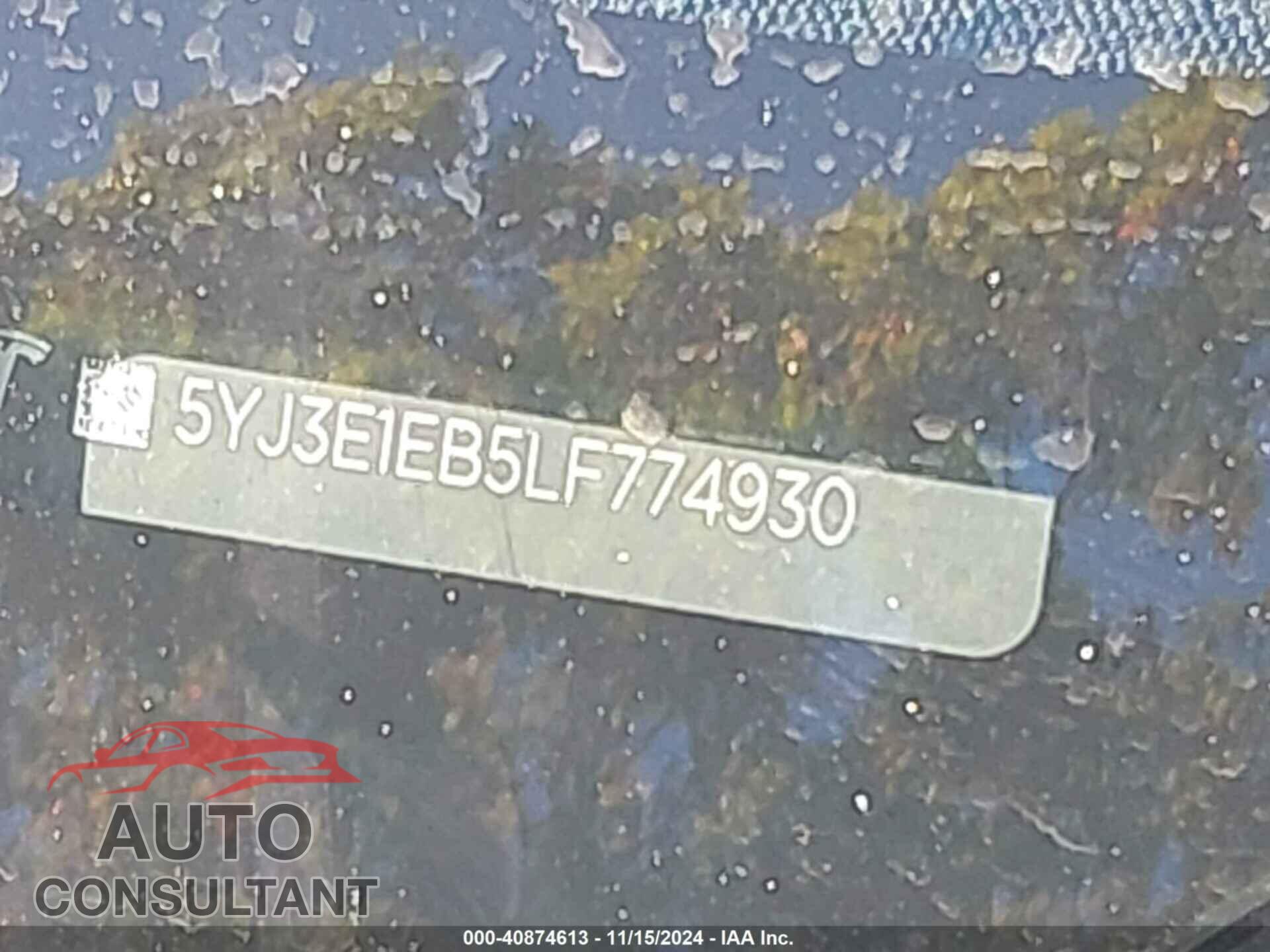 TESLA MODEL 3 2020 - 5YJ3E1EB5LF774930