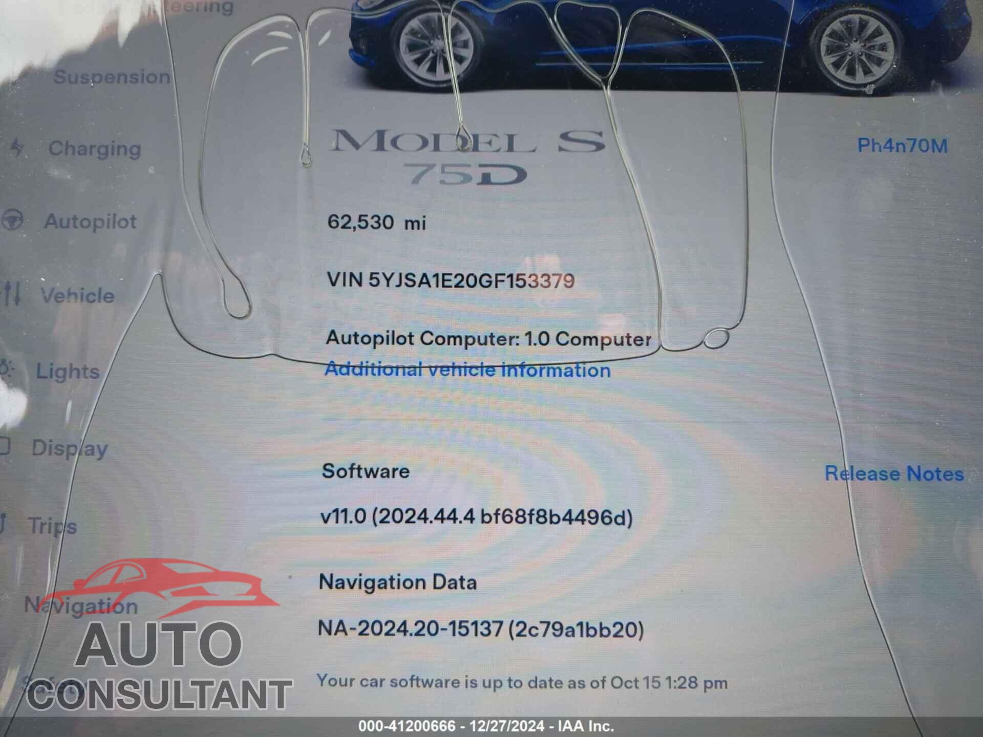TESLA MODEL S 2016 - 5YJSA1E20GF153379