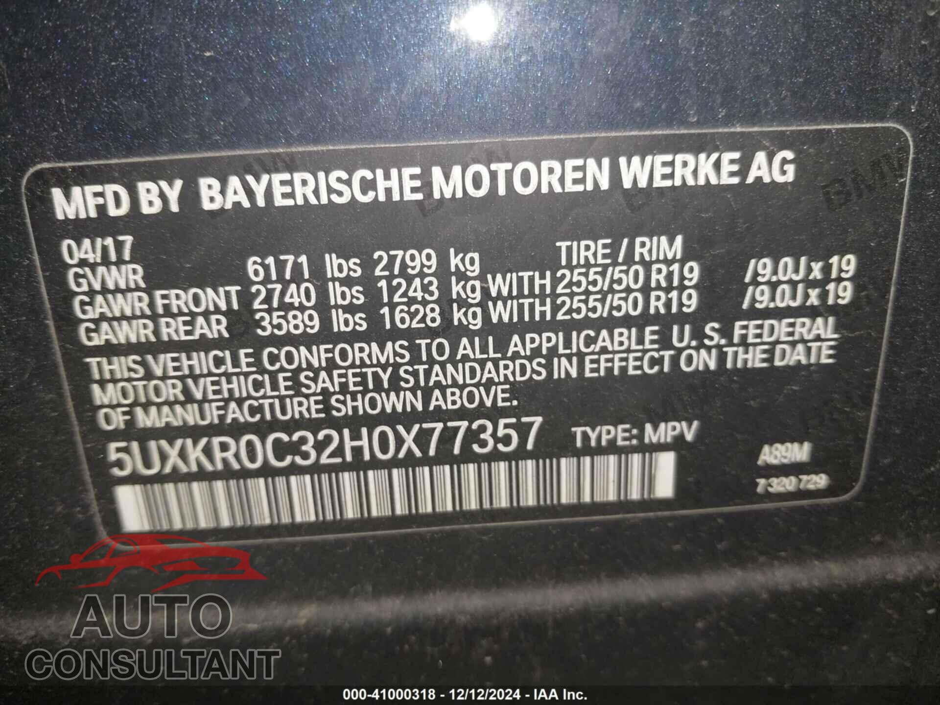 BMW X5 2017 - 5UXKR0C32H0X77357