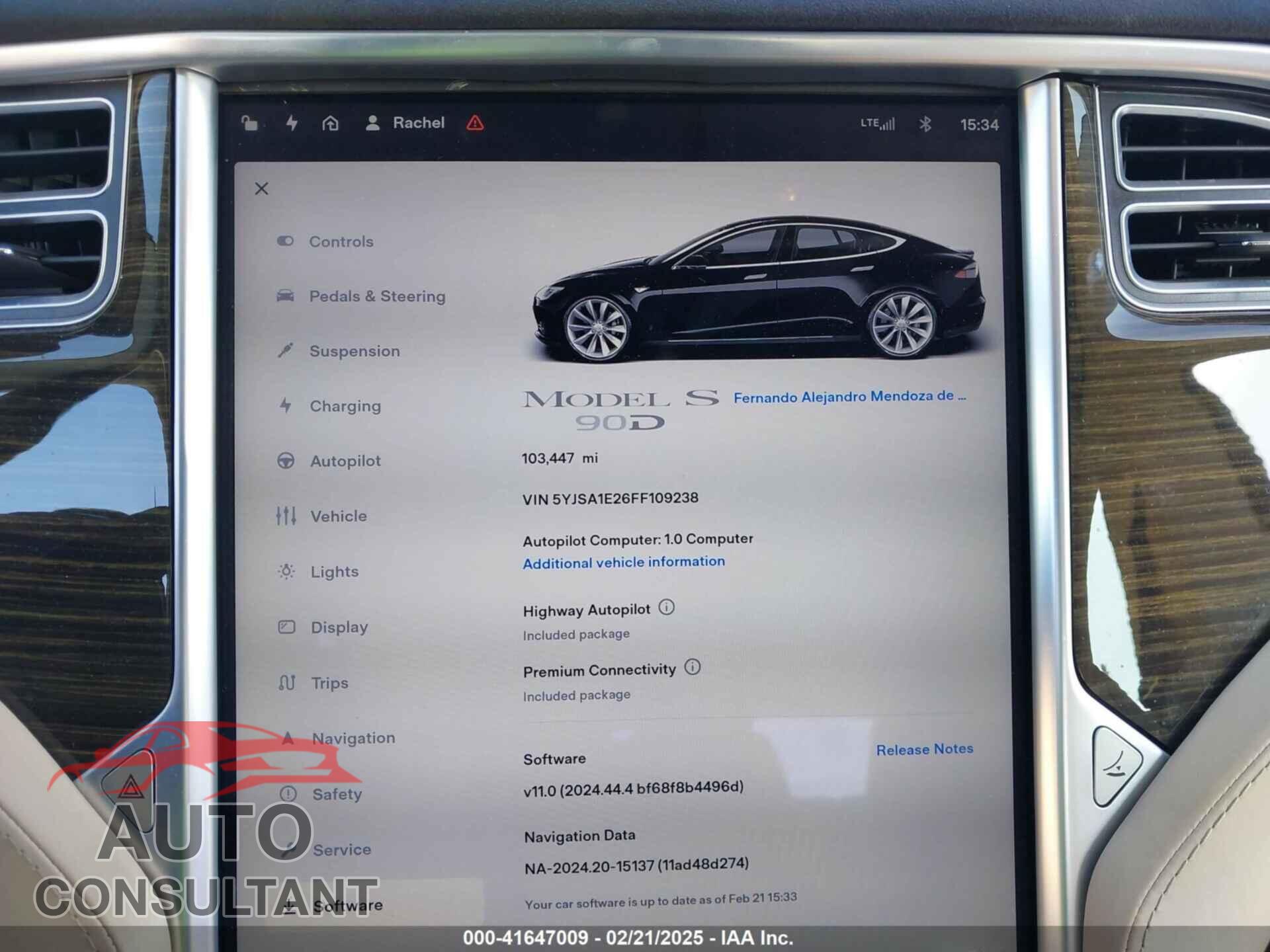 TESLA MODEL S 2015 - 5YJSA1E26FF109238