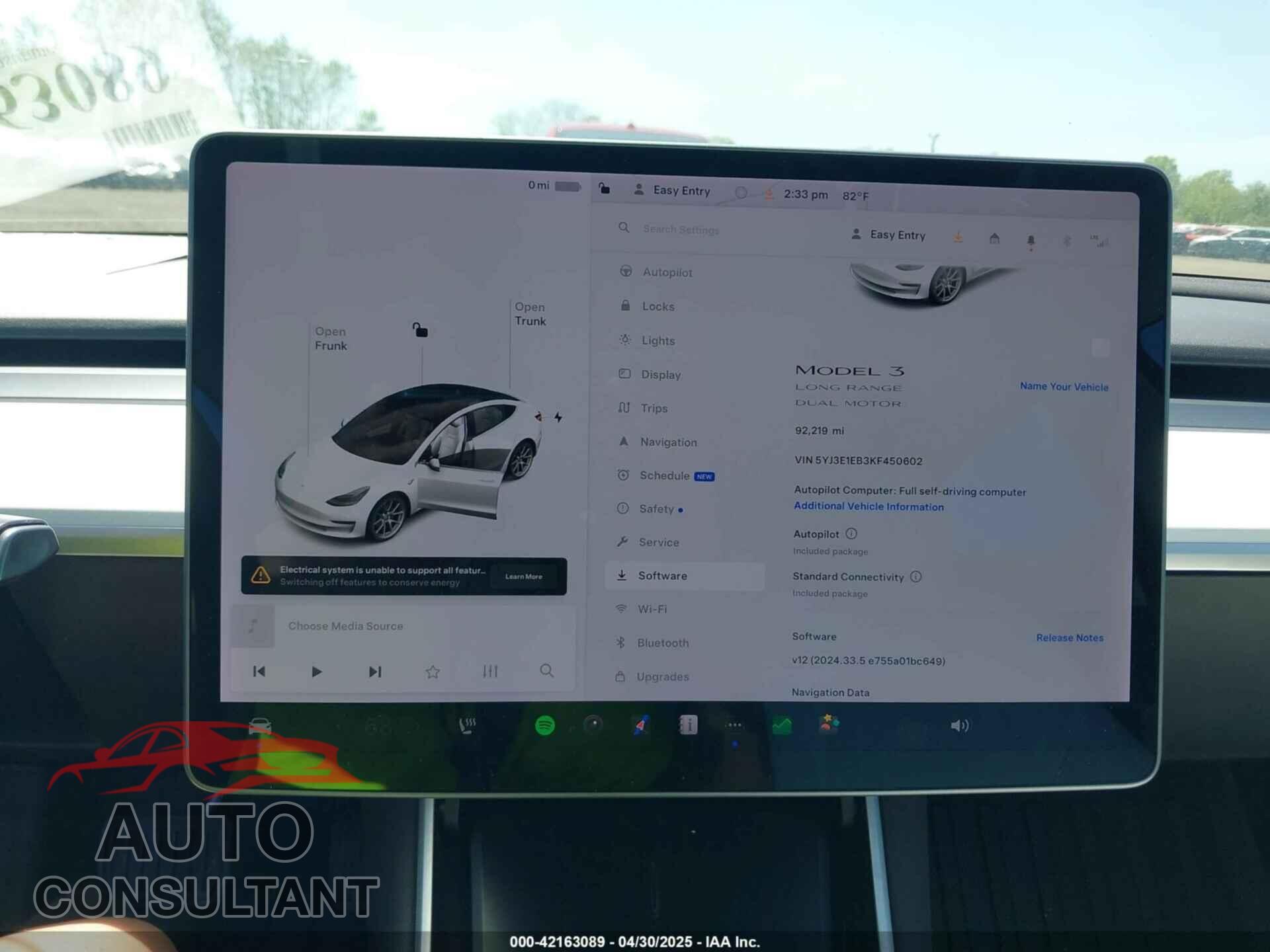 TESLA MODEL 3 2019 - 5YJ3E1EB3KF450602