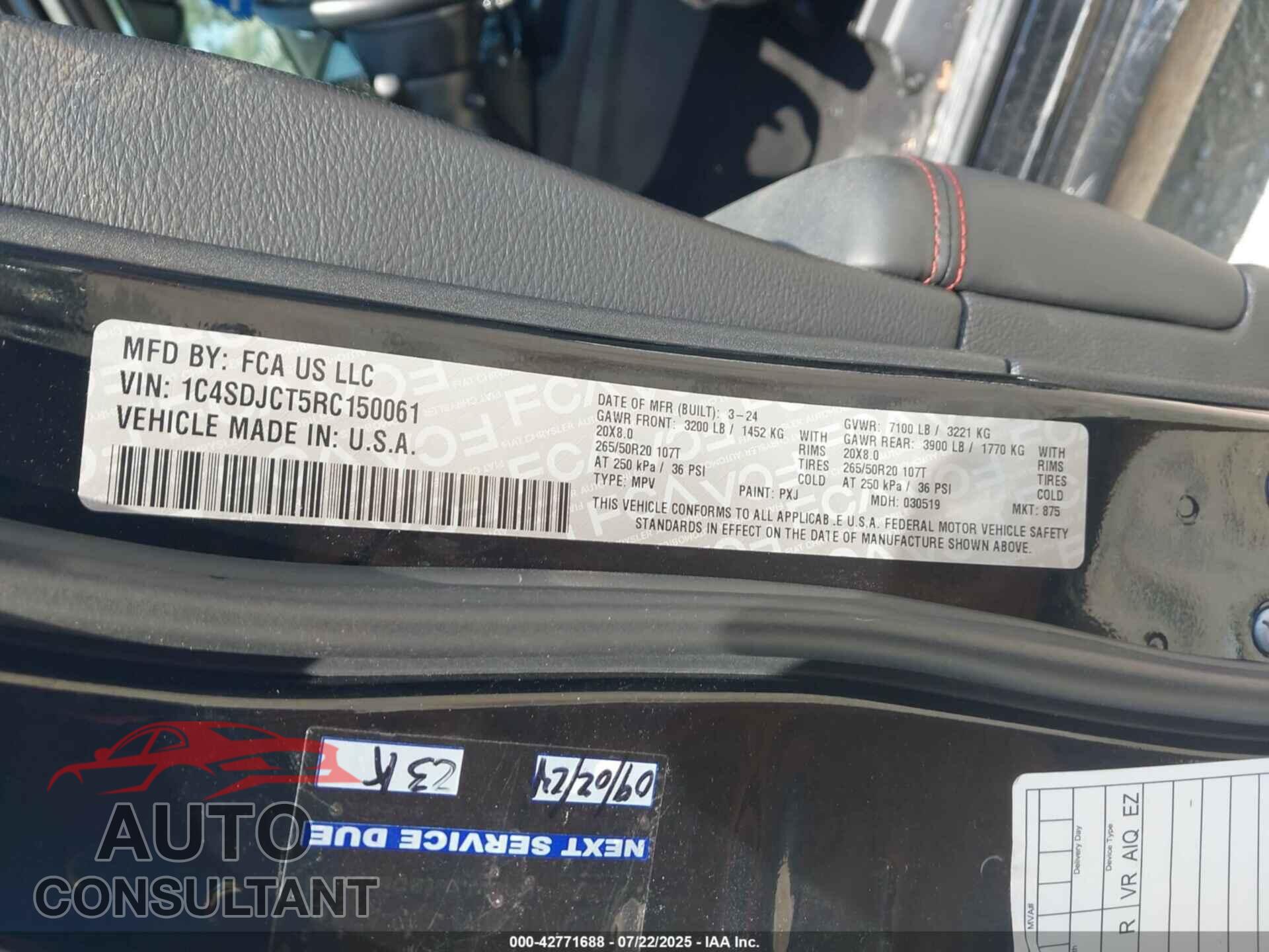DODGE DURANGO 2024 - 1C4SDJCT5RC150061