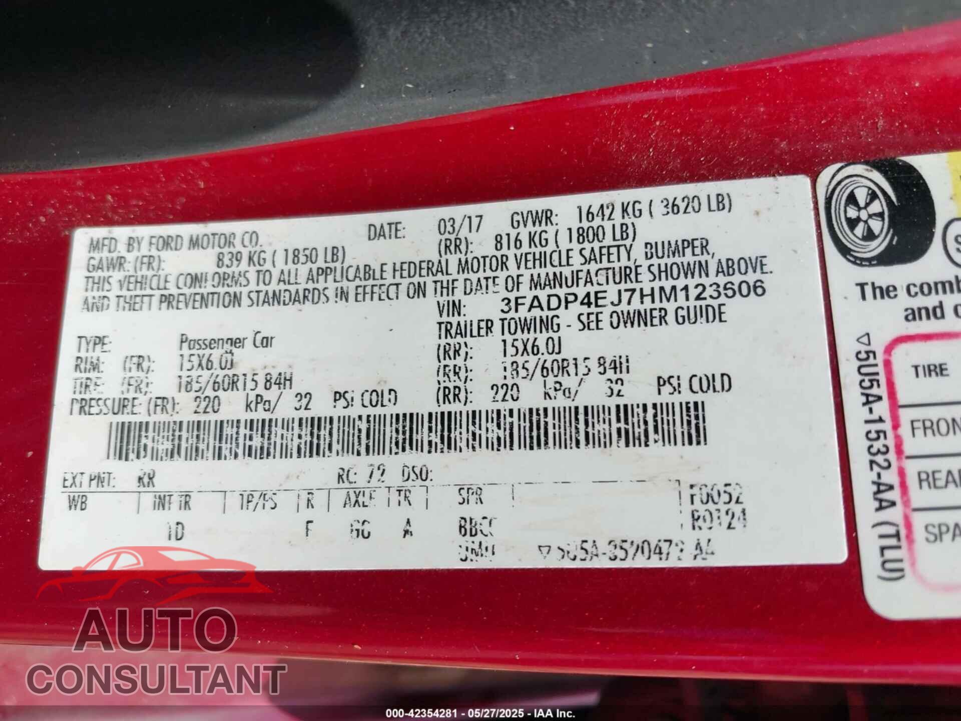 FORD FIESTA 2017 - 3FADP4EJ7HM123606