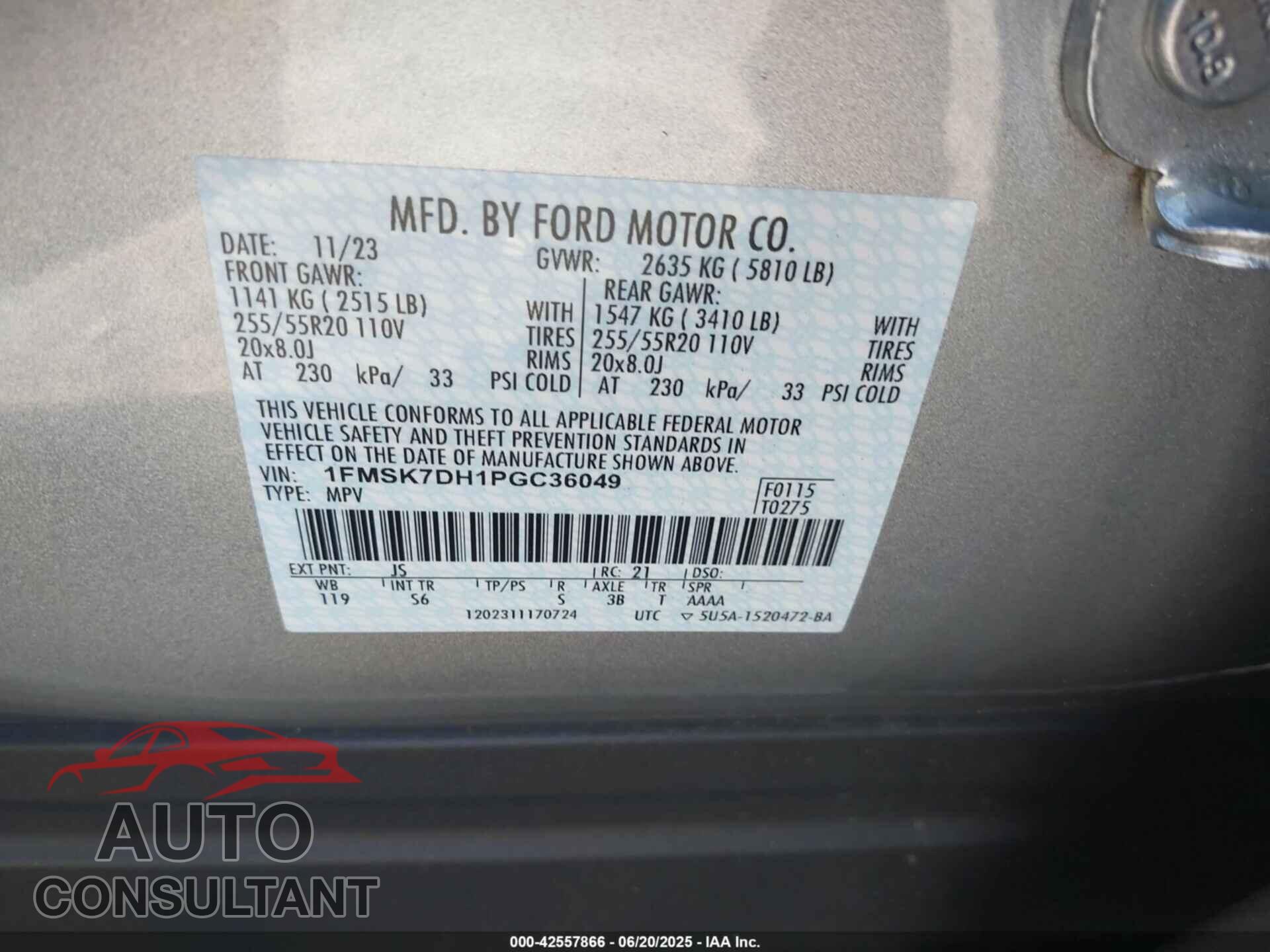 FORD EXPLORER 2023 - 1FMSK7DH1PGC36049