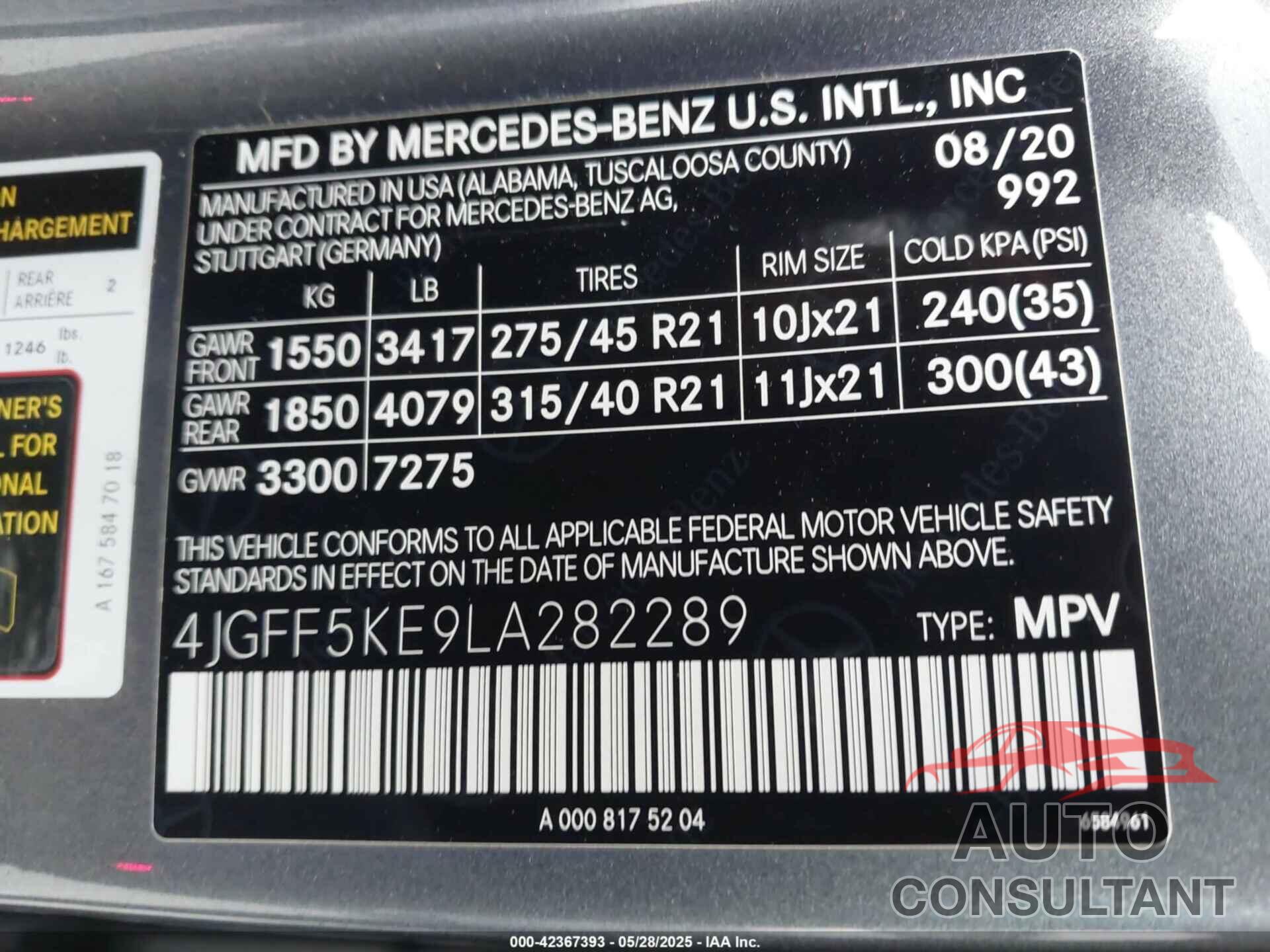 MERCEDES-BENZ GLS 450 2020 - 4JGFF5KE9LA282289