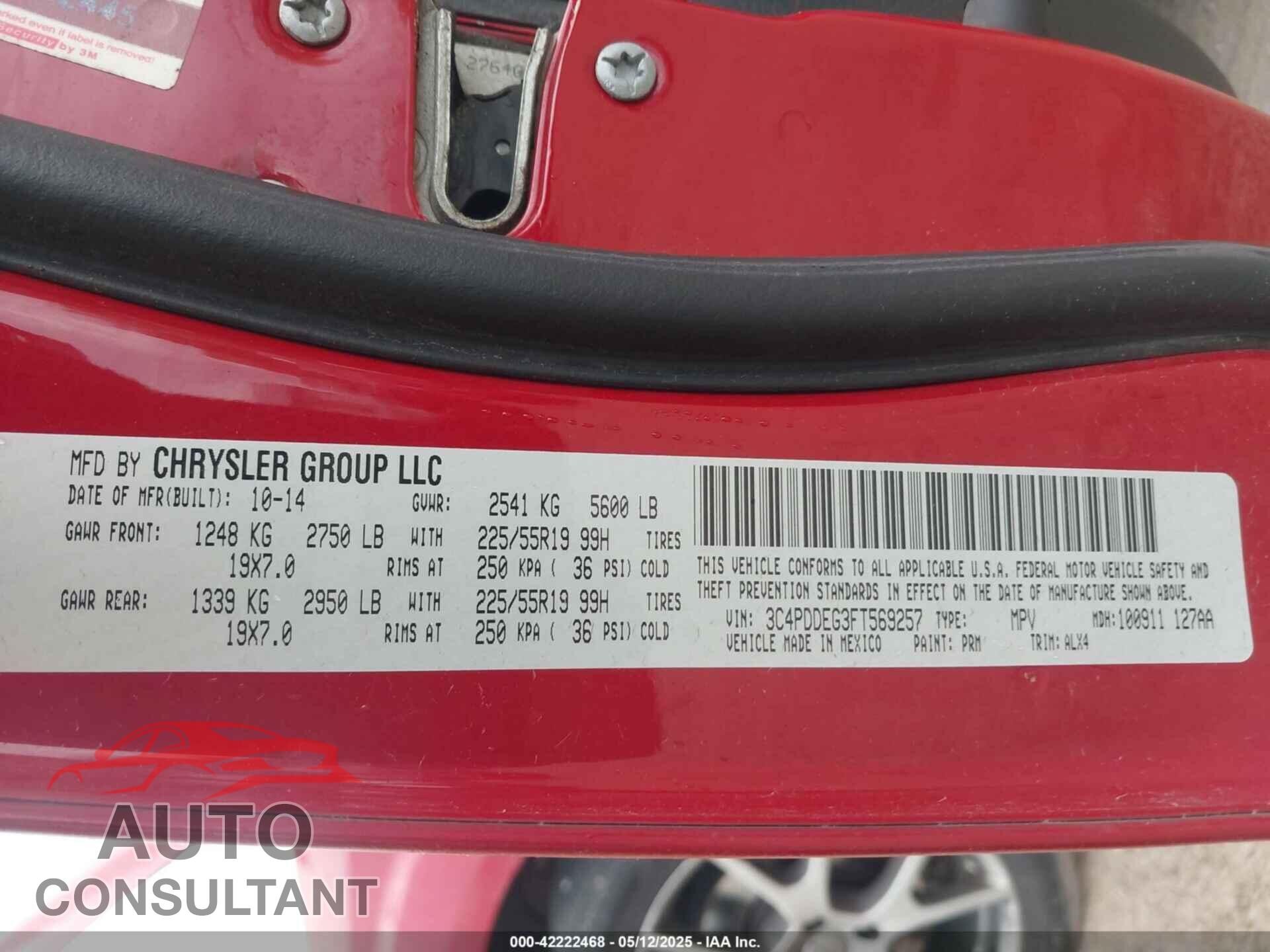 DODGE JOURNEY 2015 - 3C4PDDEG3FT569257
