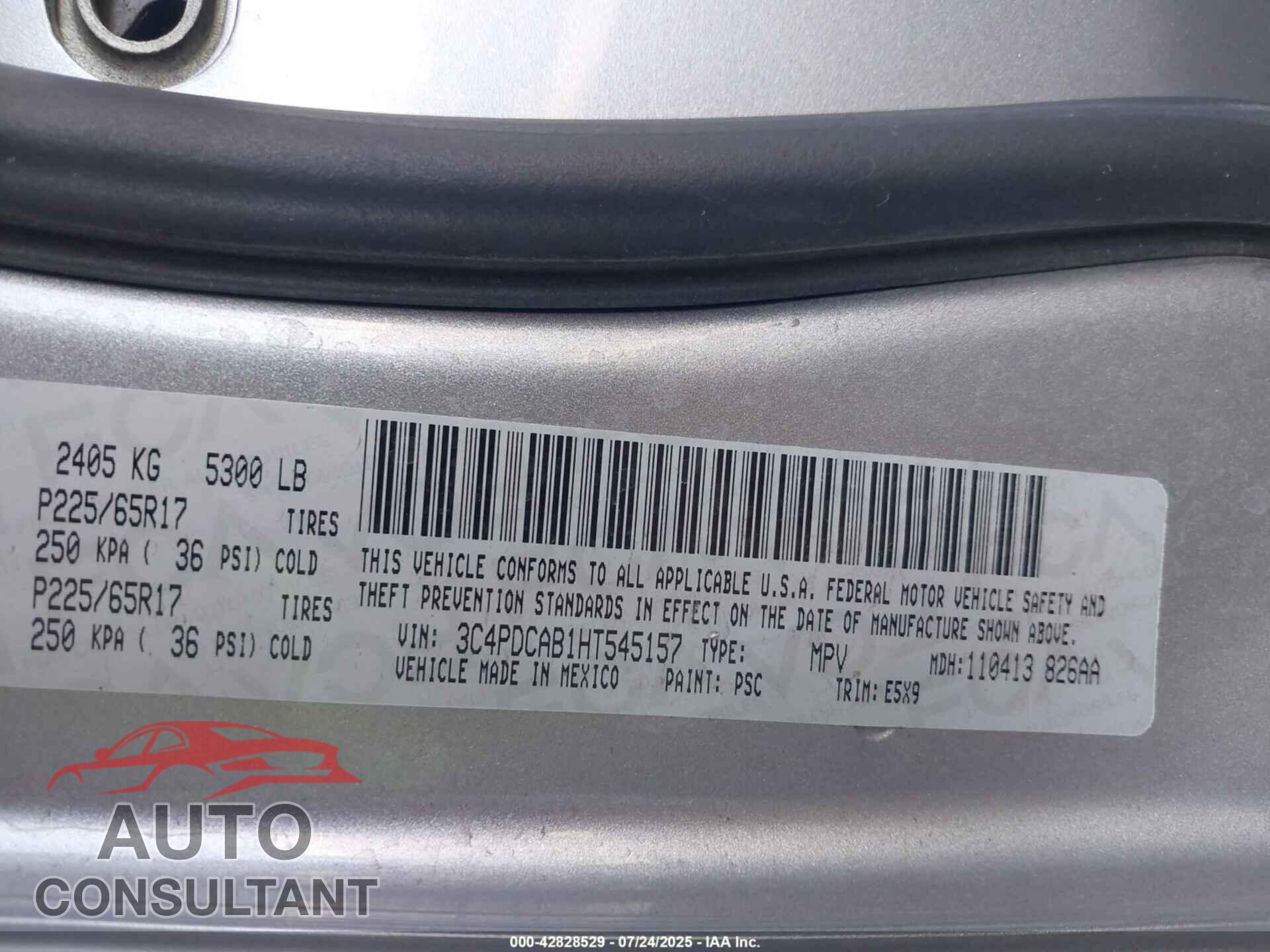 DODGE JOURNEY 2017 - 3C4PDCAB1HT545157