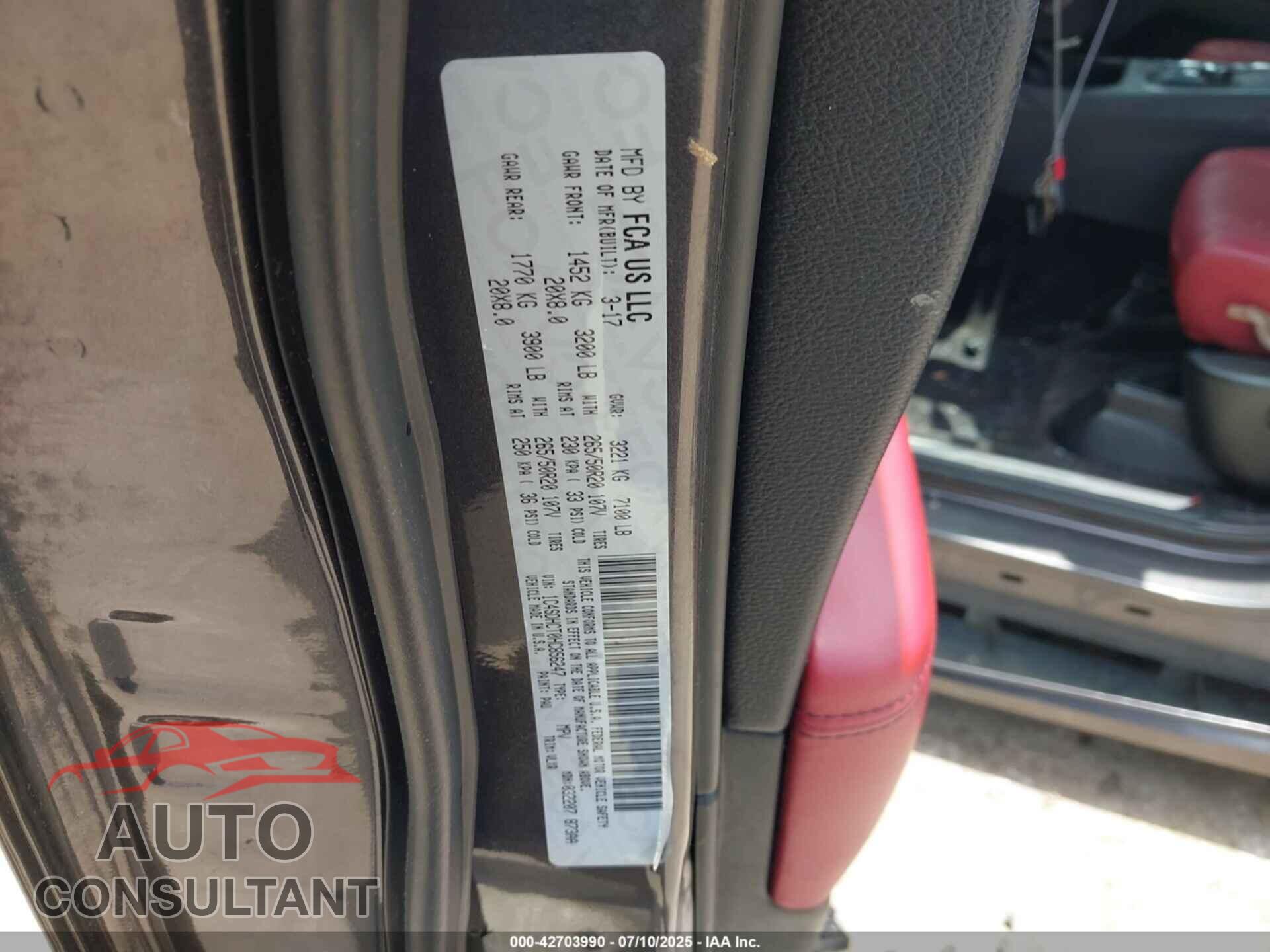 DODGE DURANGO 2017 - 1C4SDHCT0HC856247