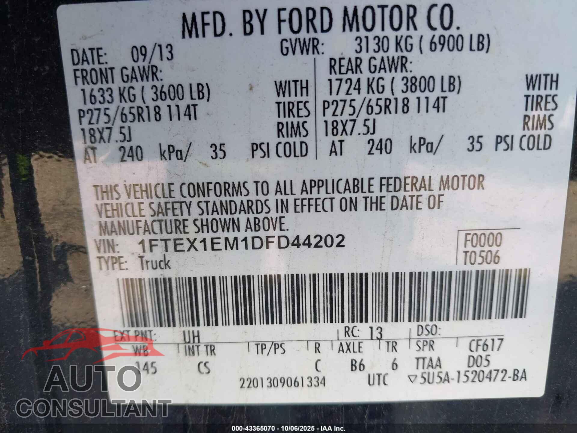 FORD F-150 2013 - 1FTEX1EM1DFD44202