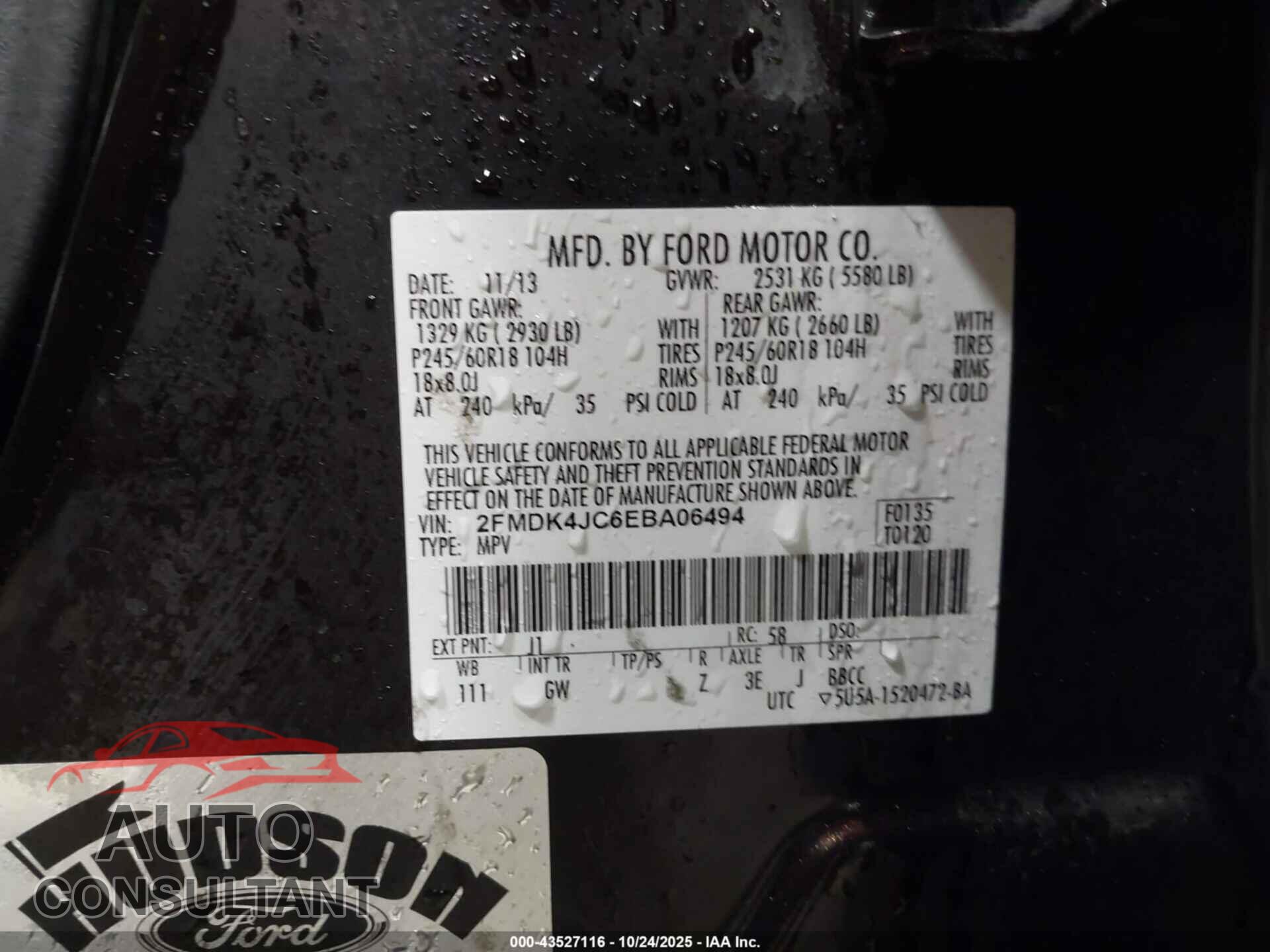 FORD EDGE 2014 - 2FMDK4JC6EBA06494
