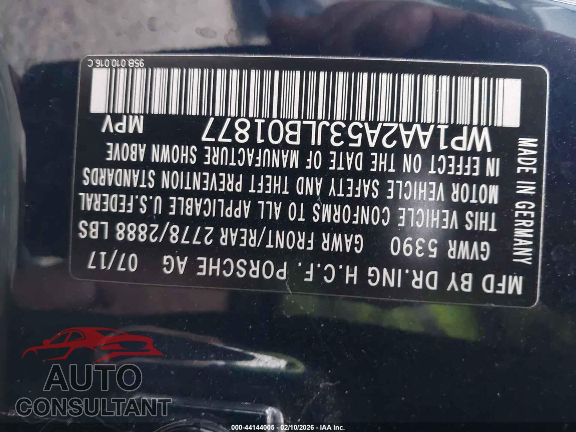PORSCHE MACAN 2018 - WP1AA2A53JLB01877