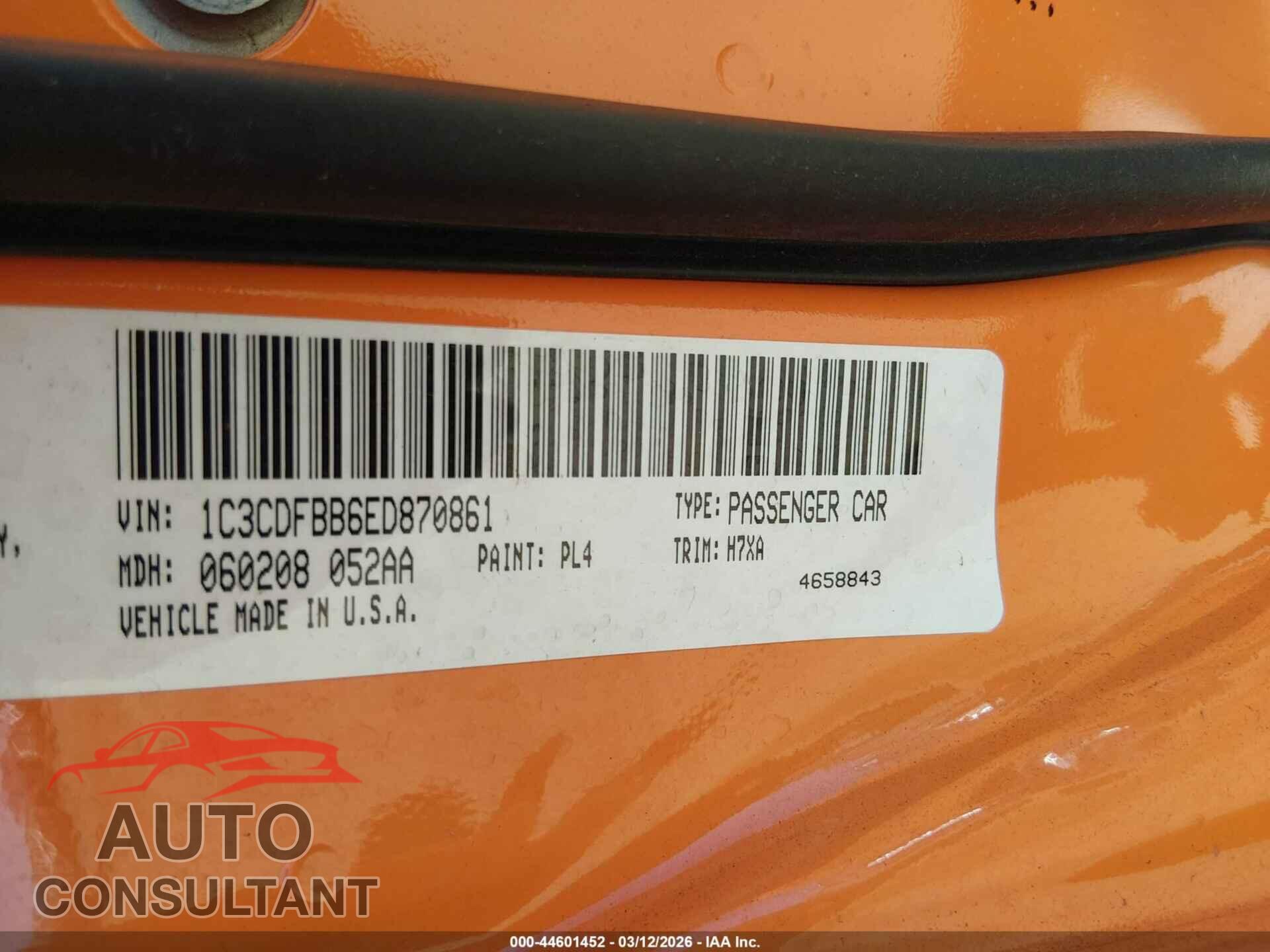 DODGE DART 2014 - 1C3CDFBB6ED870861