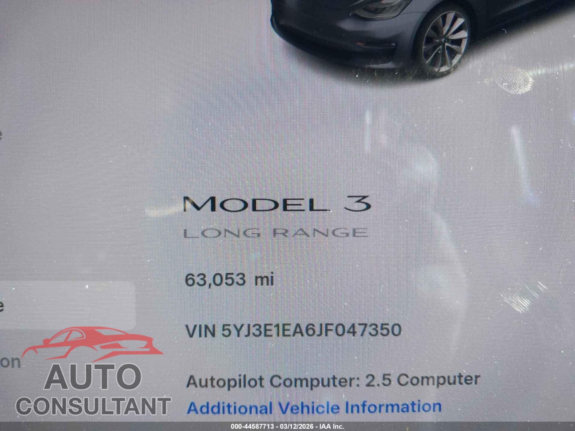 TESLA MODEL 3 2018 - 5YJ3E1EA6JF047350