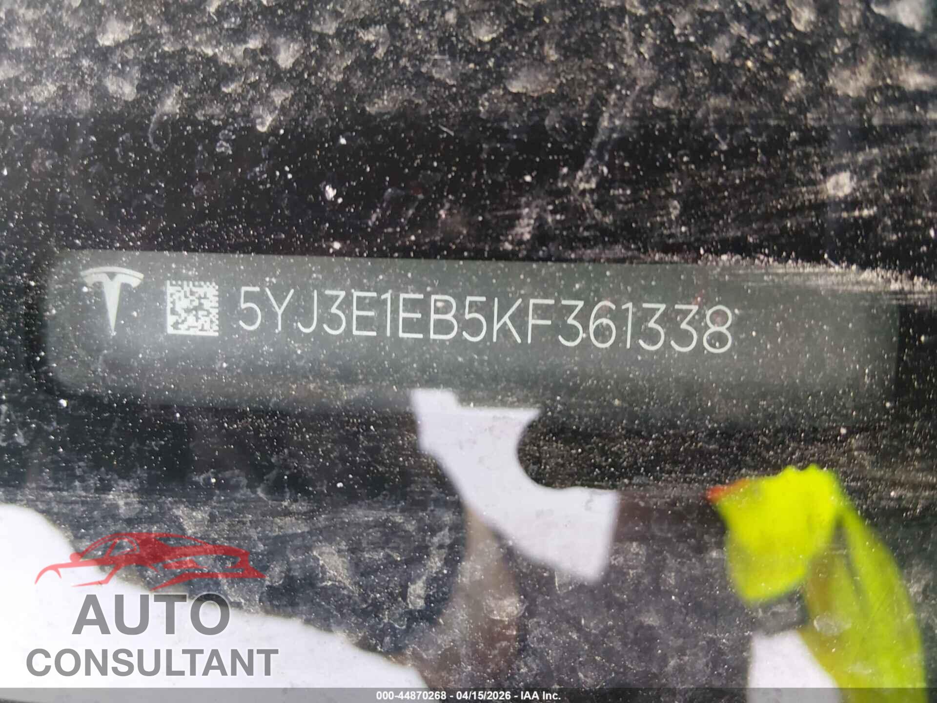 TESLA MODEL 3 2019 - 5YJ3E1EB5KF361338