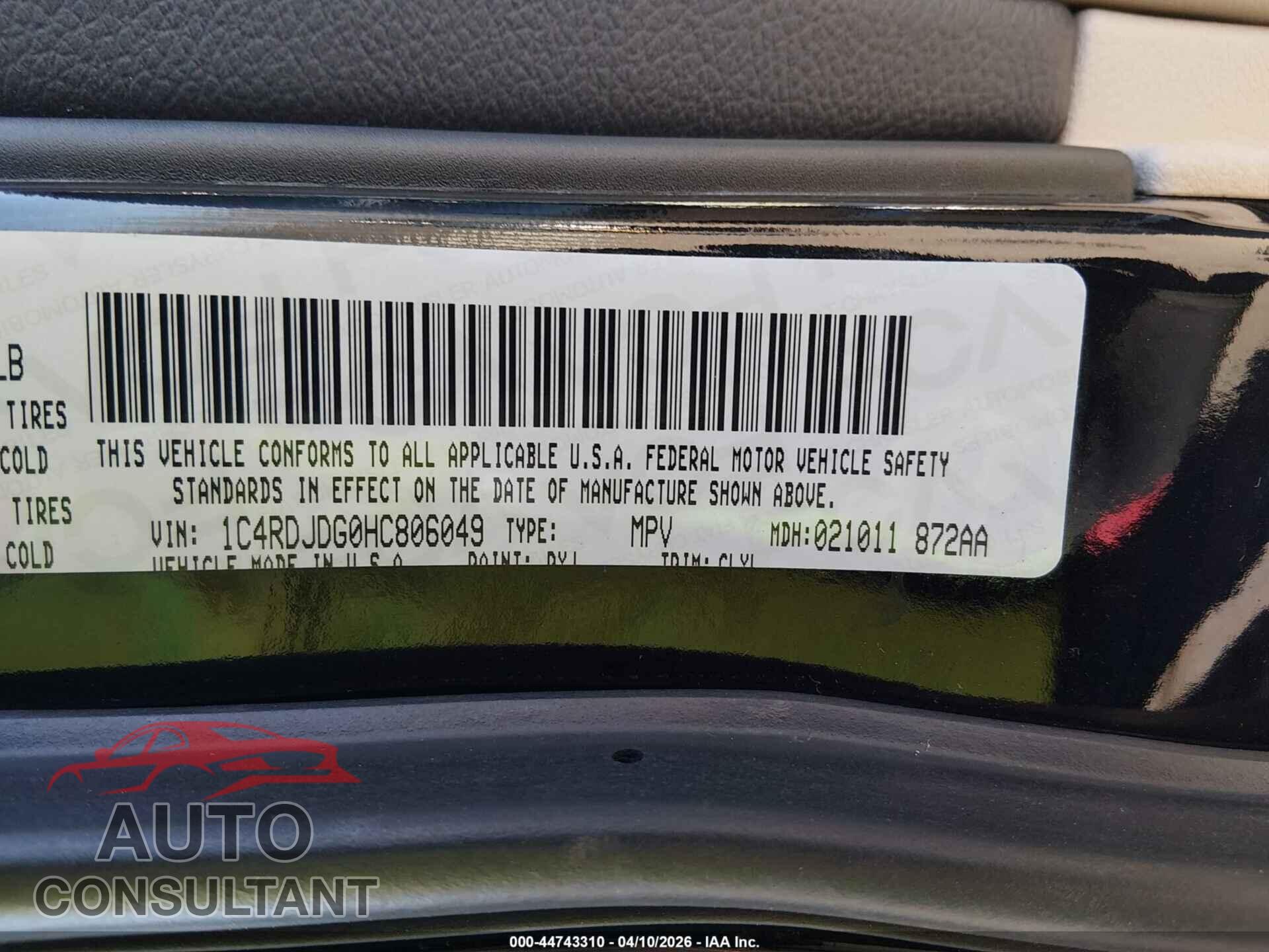 DODGE DURANGO 2017 - 1C4RDJDG0HC806049