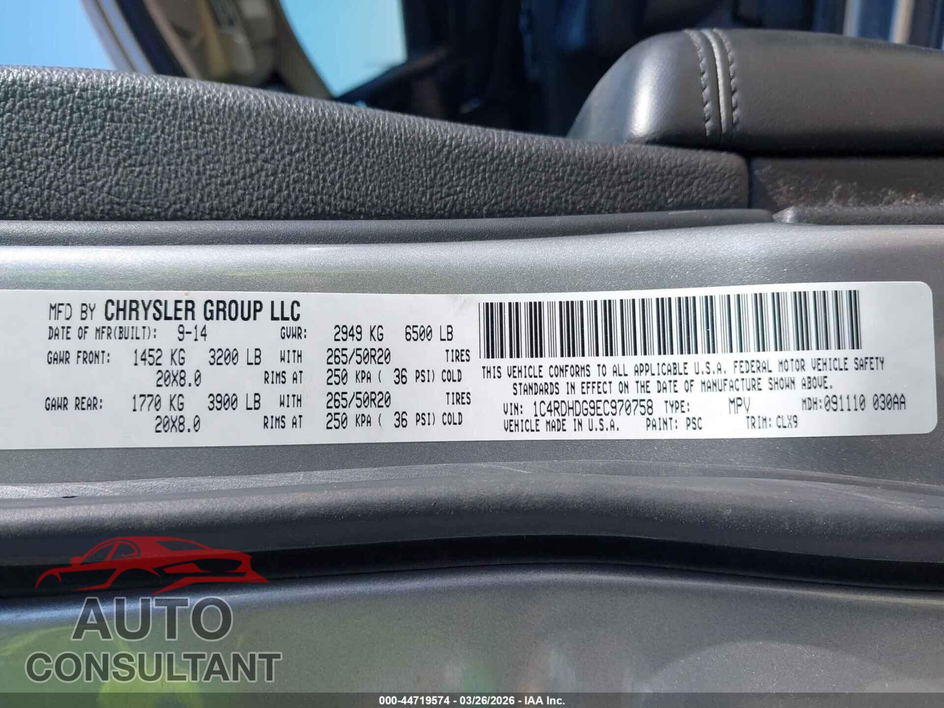 DODGE DURANGO 2014 - 1C4RDHDG9EC970758