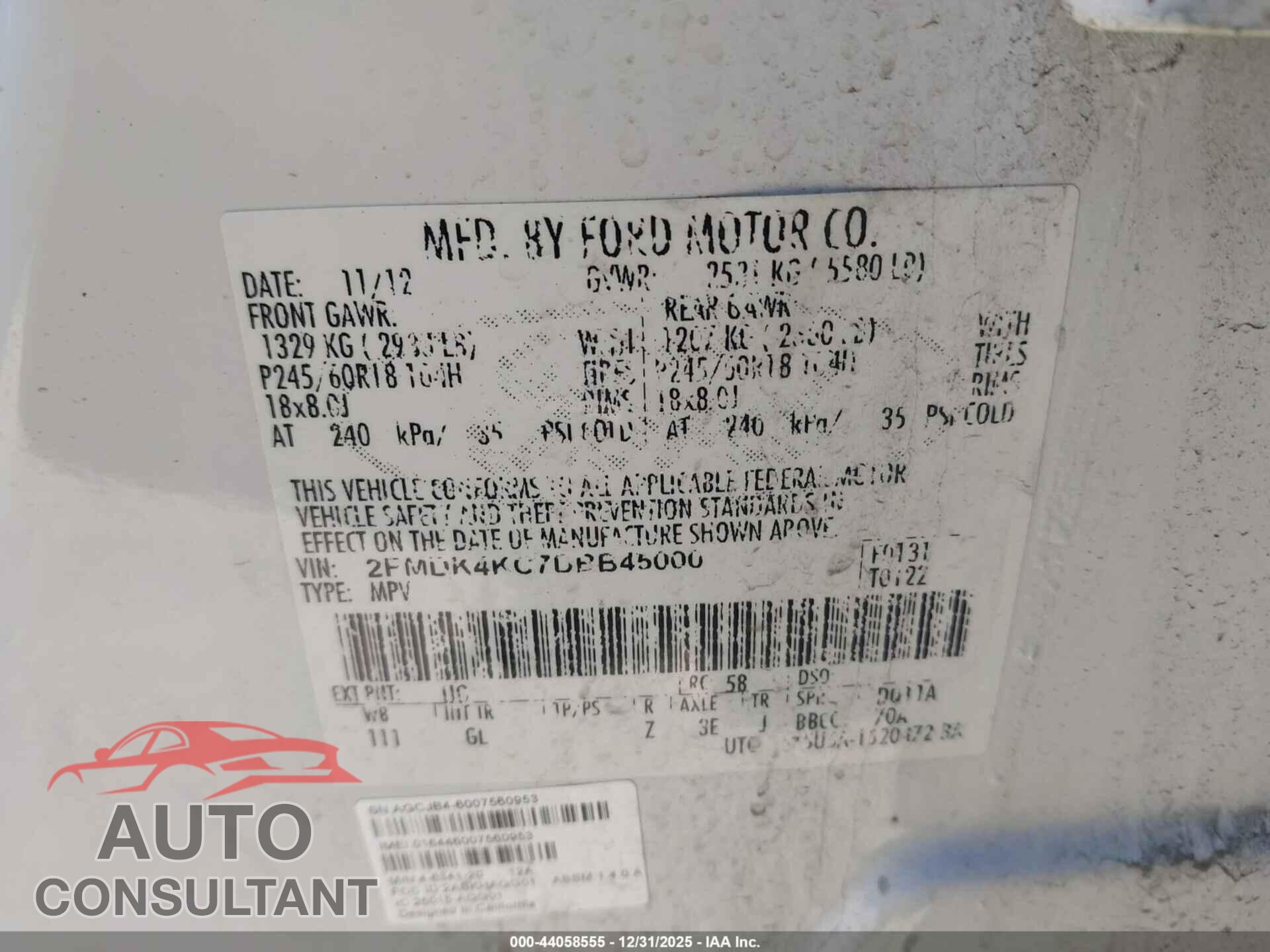 FORD EDGE 2013 - 2FMDK4KC7DBB45000