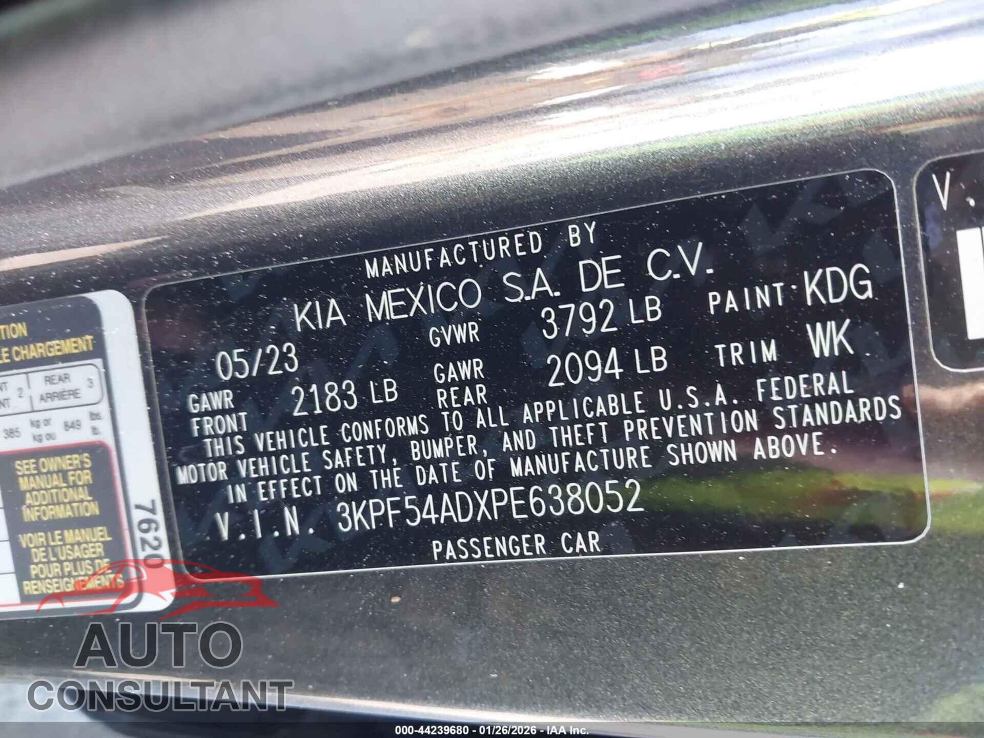KIA FORTE 2023 - 3KPF54ADXPE638052