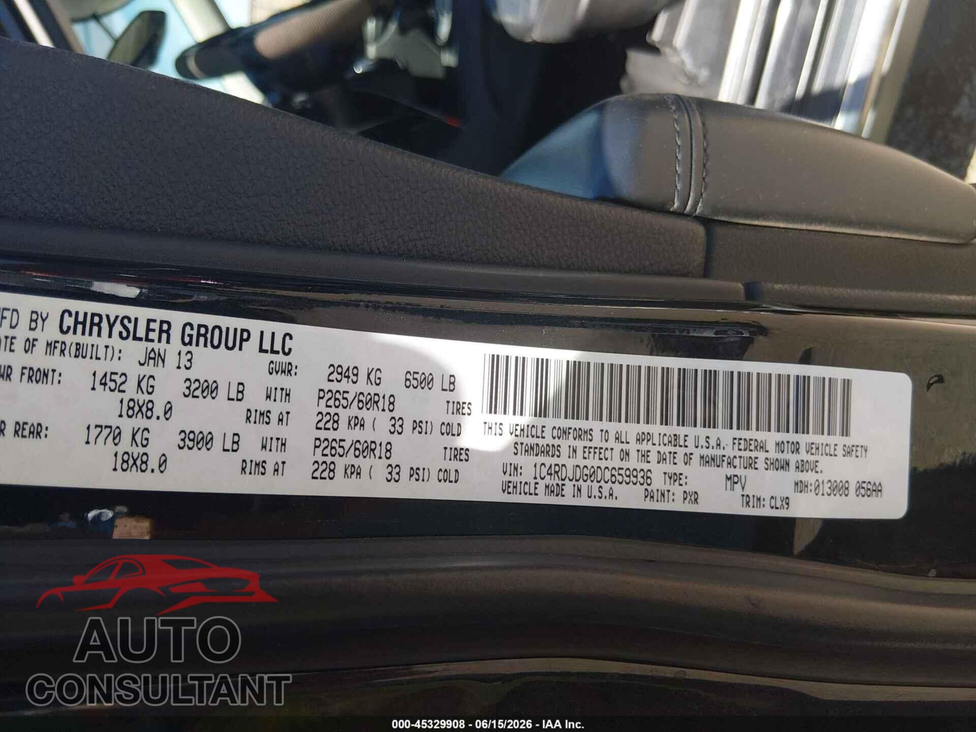 DODGE DURANGO 2013 - 1C4RDJDG0DC659936