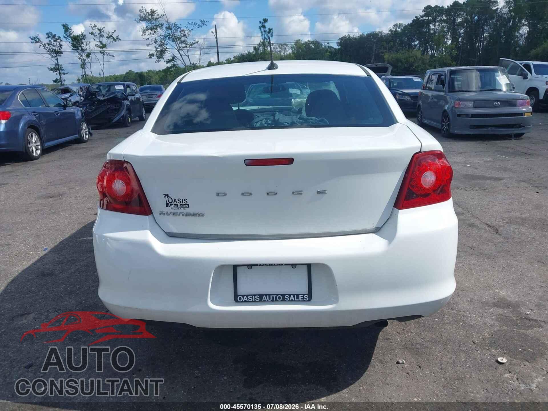 DODGE AVENGER 2012 - 1C3CDZCB2CN150609