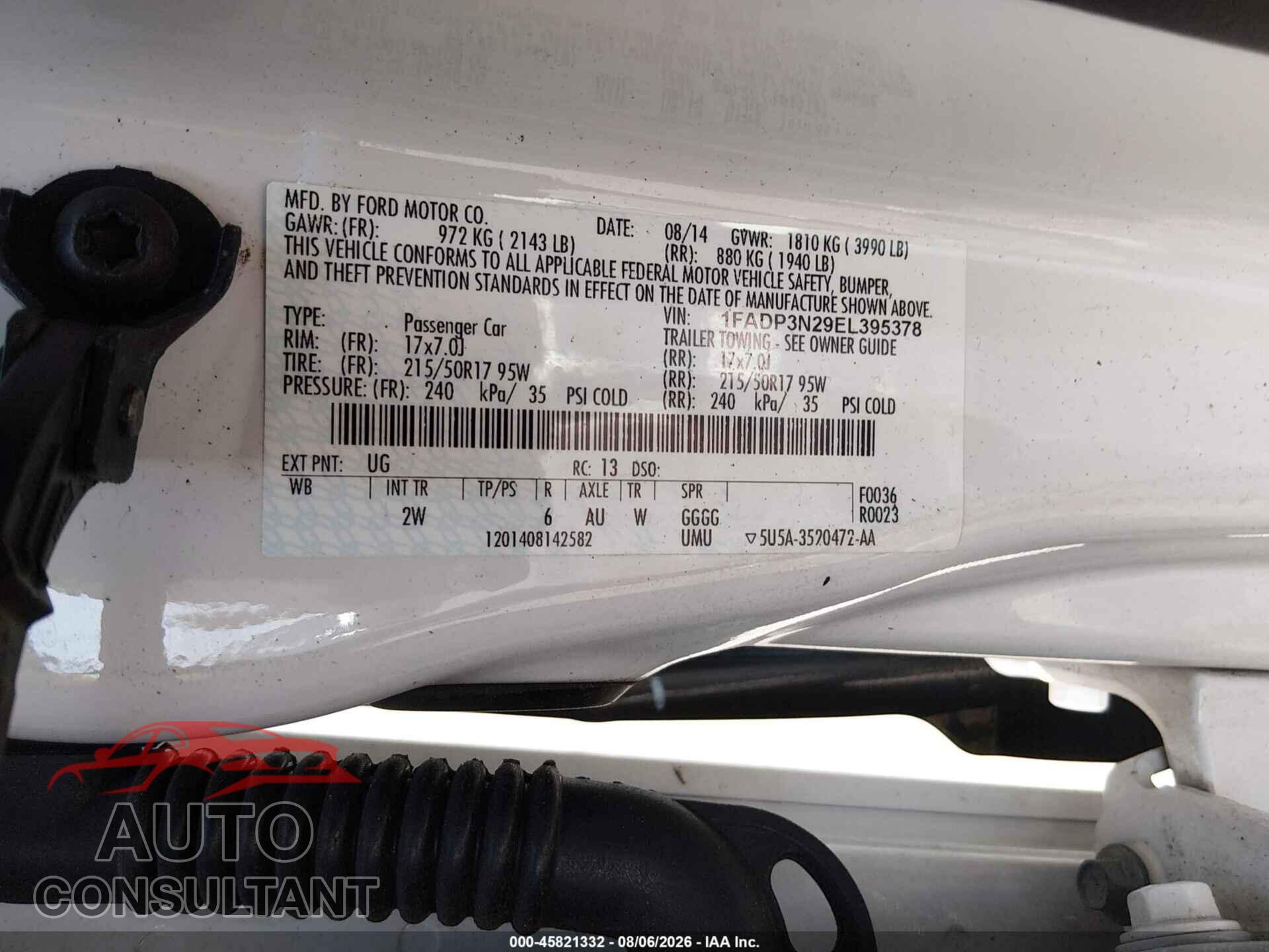 FORD FOCUS 2014 - 1FADP3N29EL395378