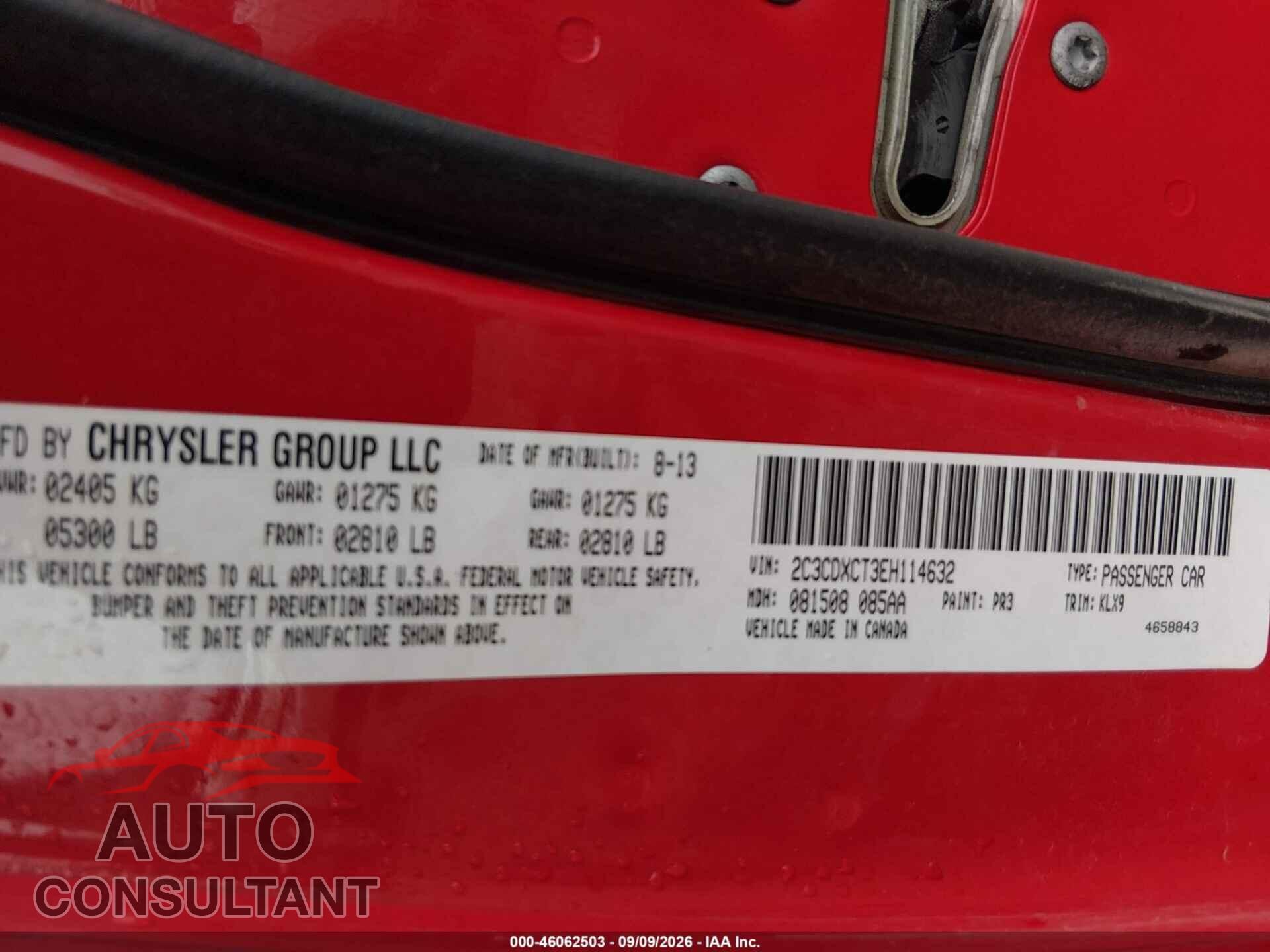 DODGE CHARGER 2014 - 2C3CDXCT3EH114632