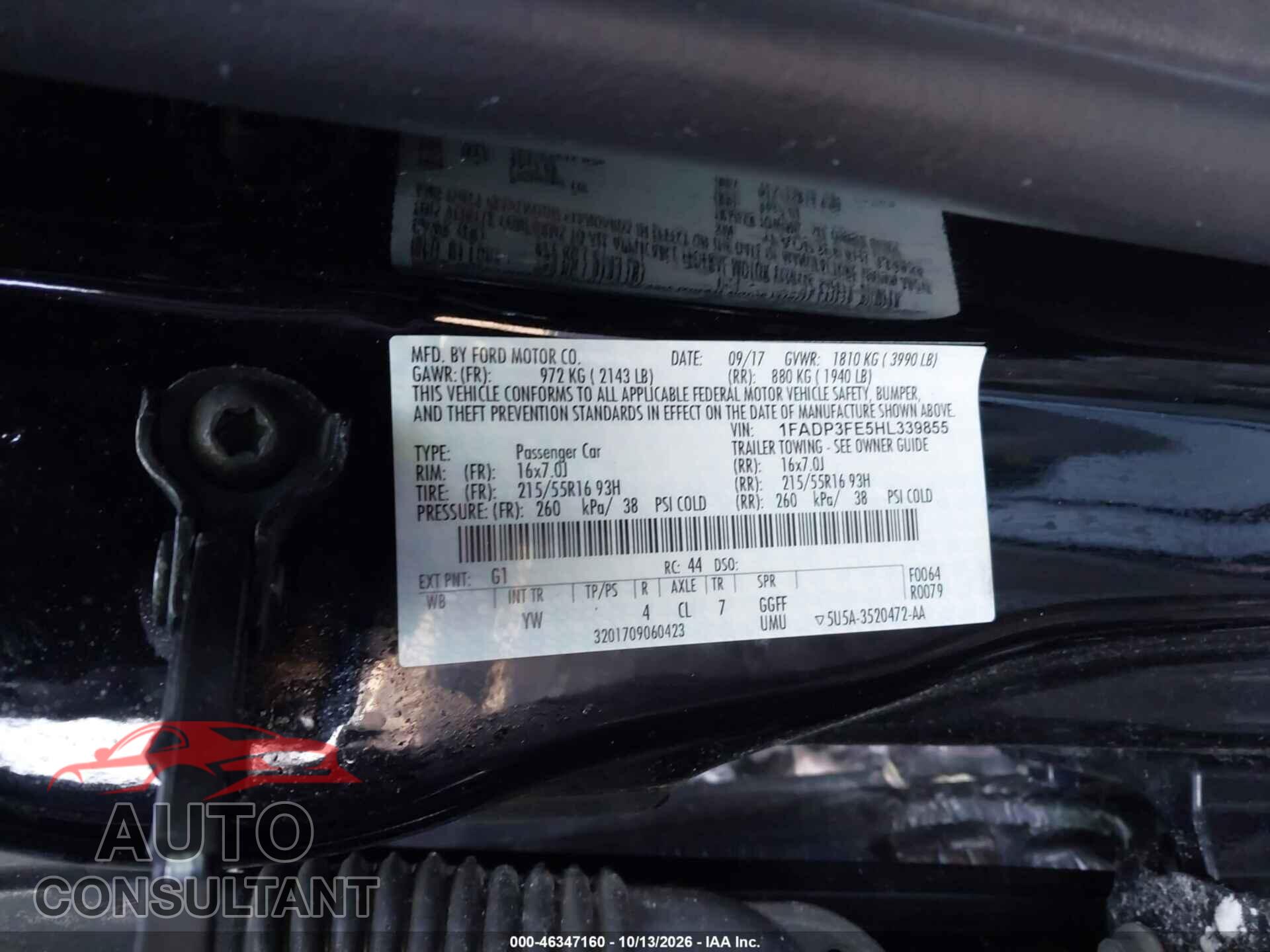 FORD FOCUS 2017 - 1FADP3FE5HL339855