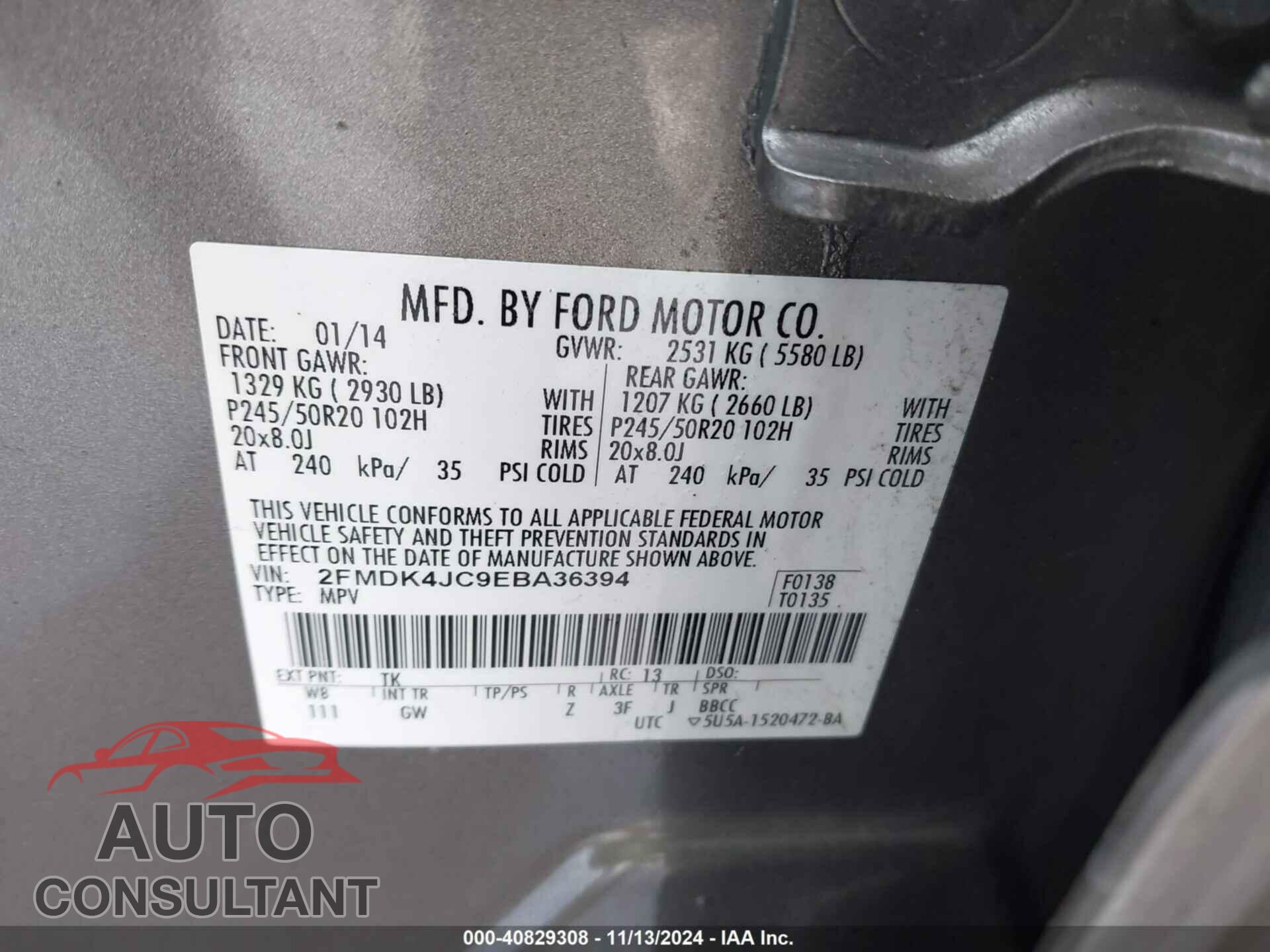 FORD EDGE 2014 - 2FMDK4JC9EBA36394