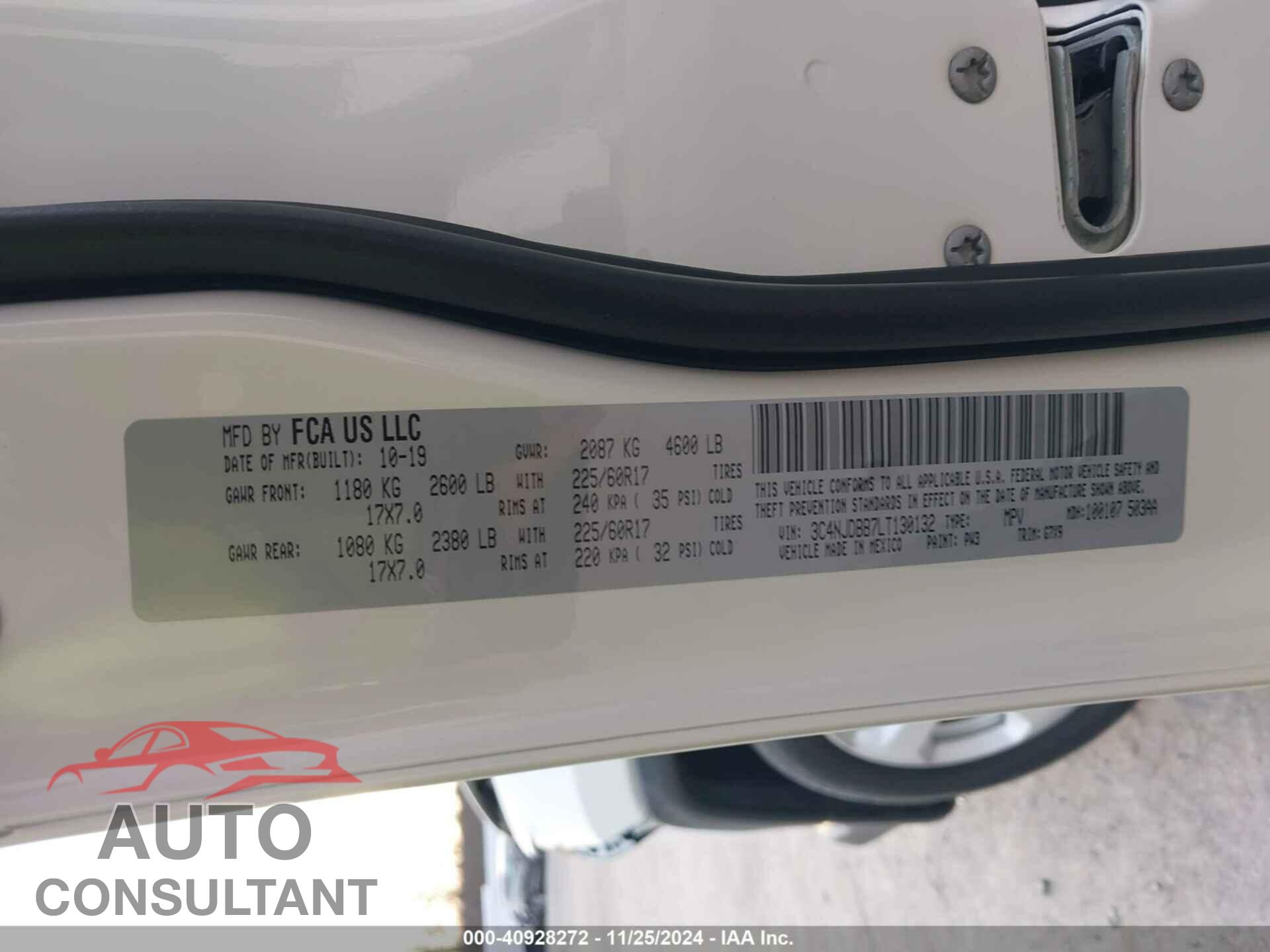 JEEP COMPASS 2020 - 3C4NJDBB7LT130132
