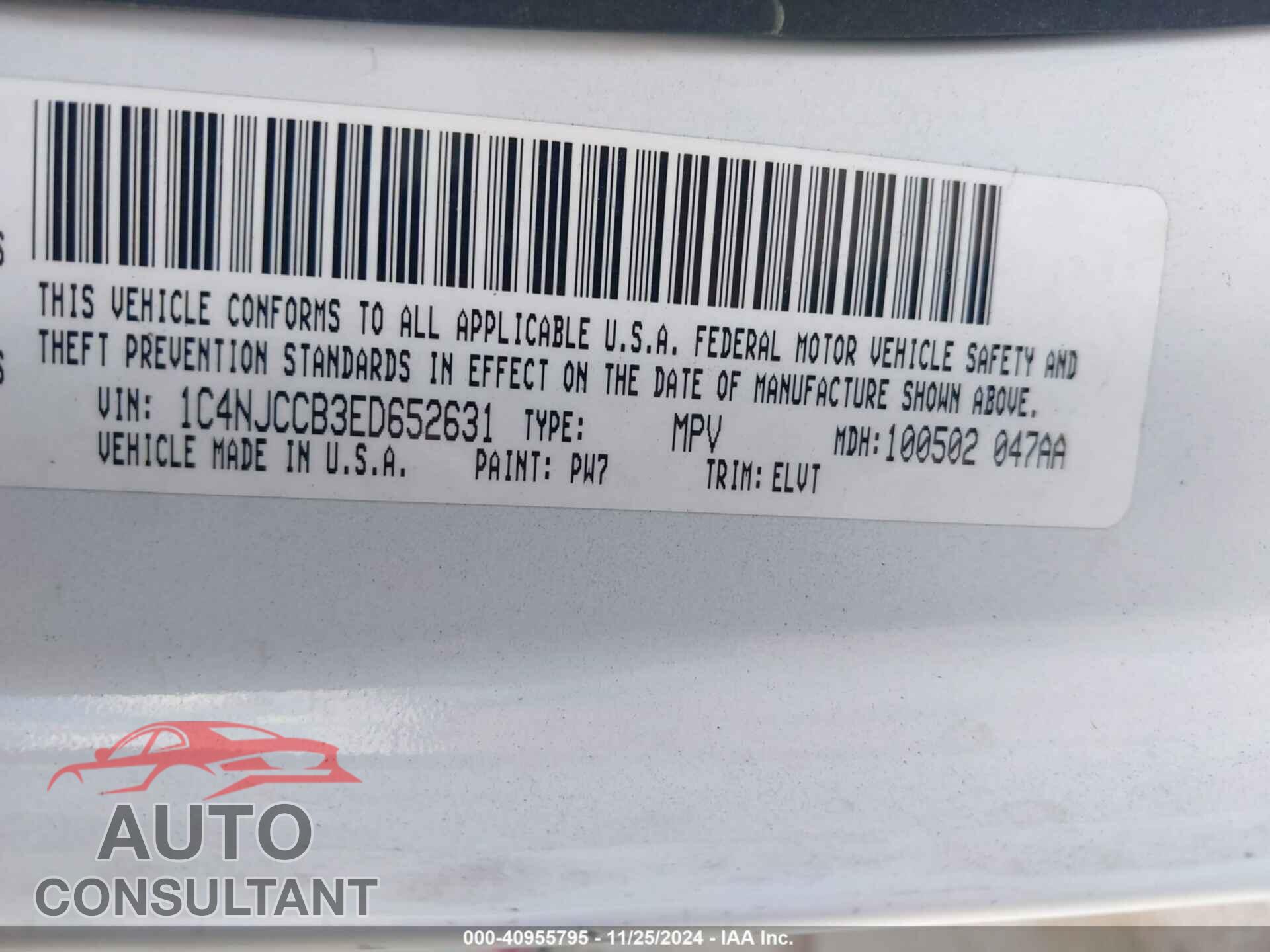 JEEP COMPASS 2014 - 1C4NJCCB3ED652631