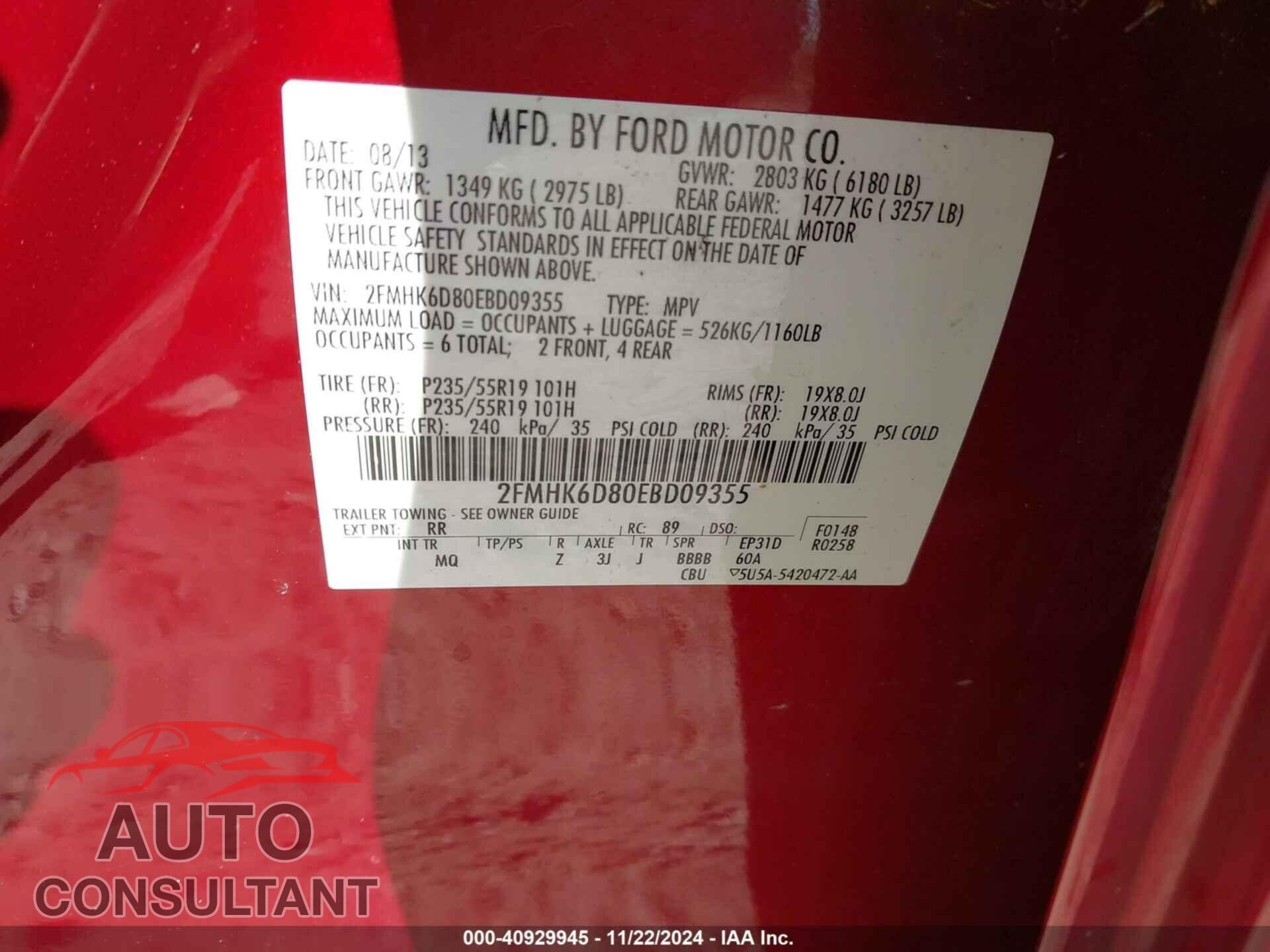 FORD FLEX 2014 - 2FMHK6D80EBD09355