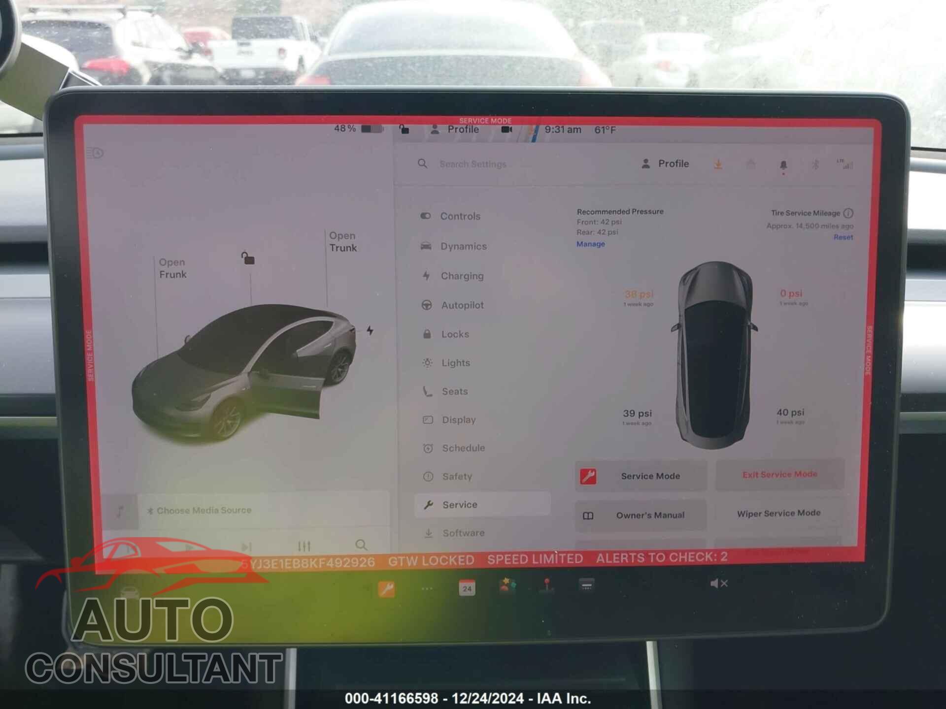 TESLA MODEL 3 2019 - 5YJ3E1EB8KF492926