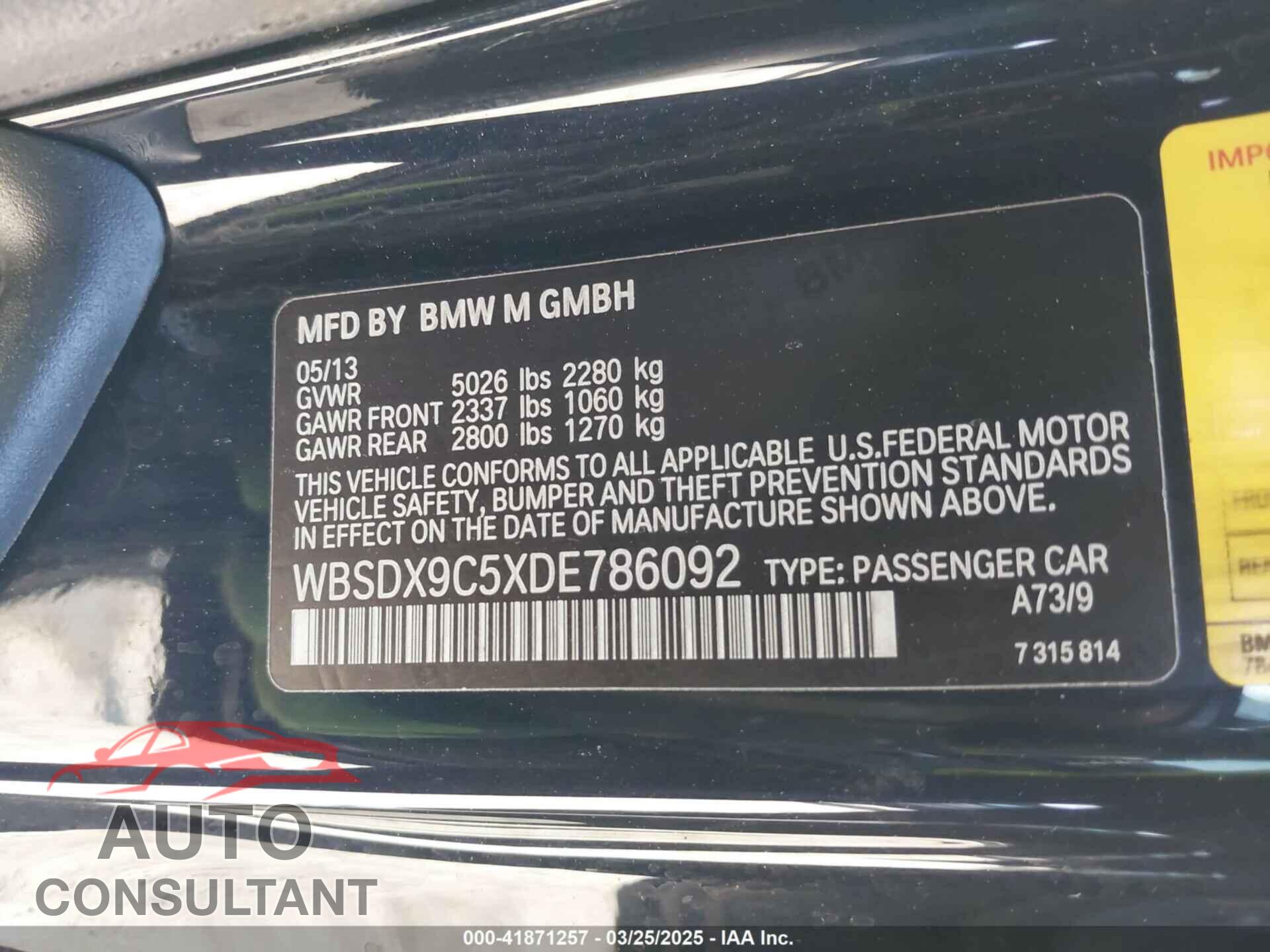 BMW M3 2013 - WBSDX9C5XDE786092